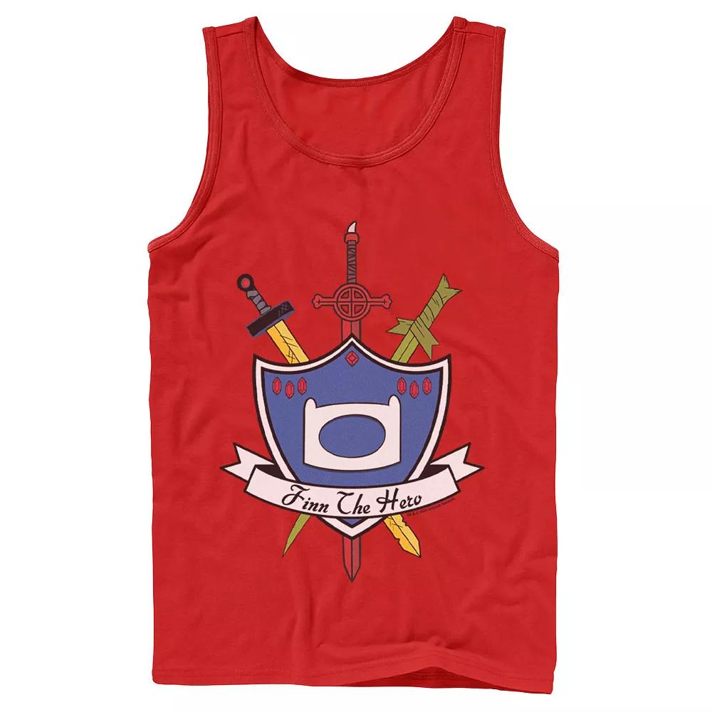 Men's Cartoon Network Adventure Time Finn the Hero Sword and Shield Banner Tank Top,  Product Image