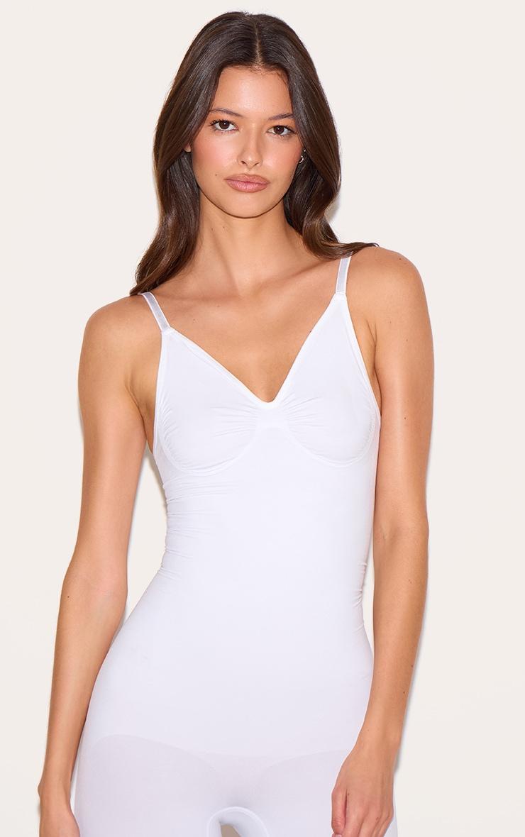 White Low Back Shapewear Bodysuit Product Image