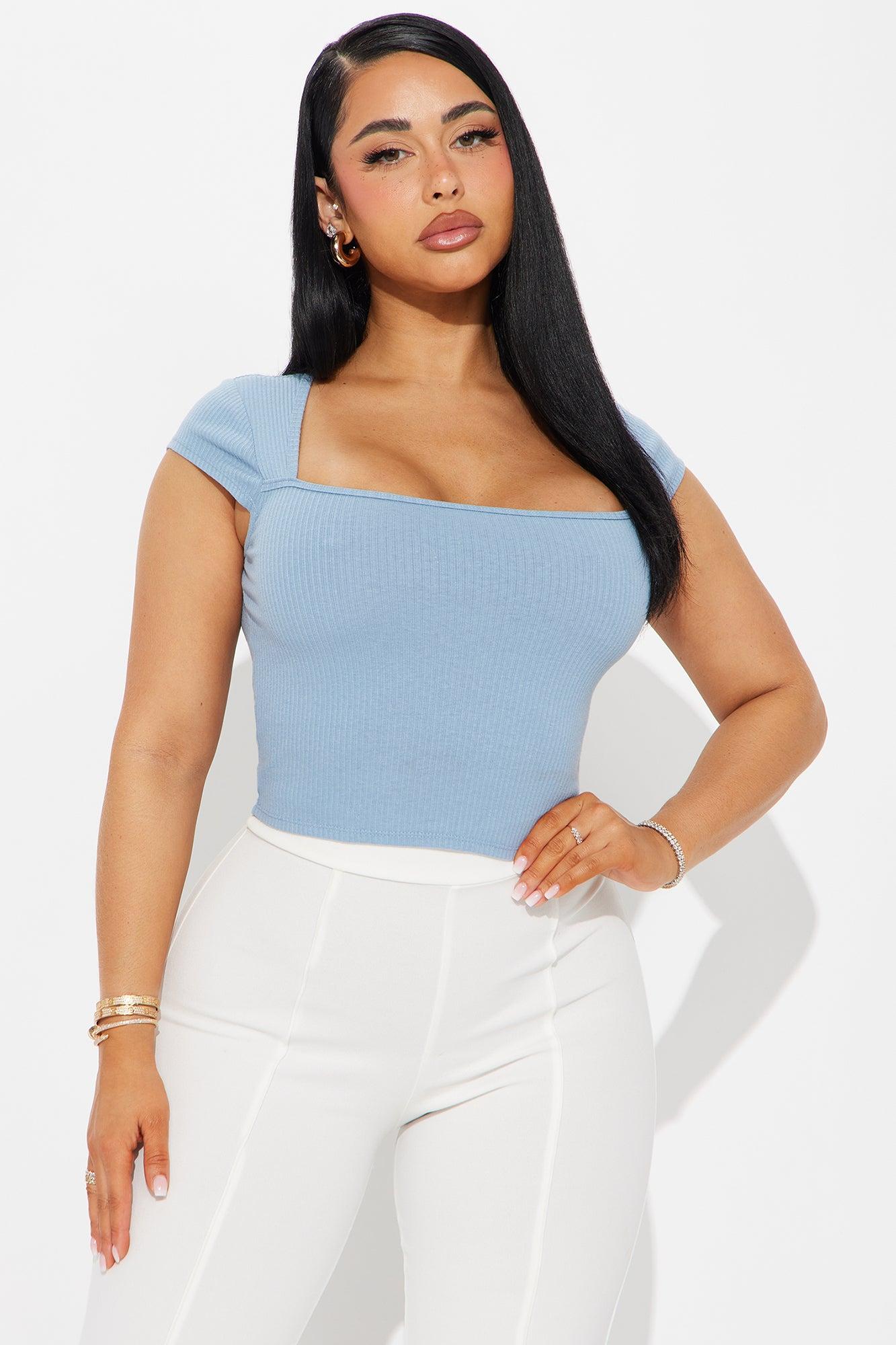 Avalon Square Neck Cap Sleeve Top - Blue Product Image