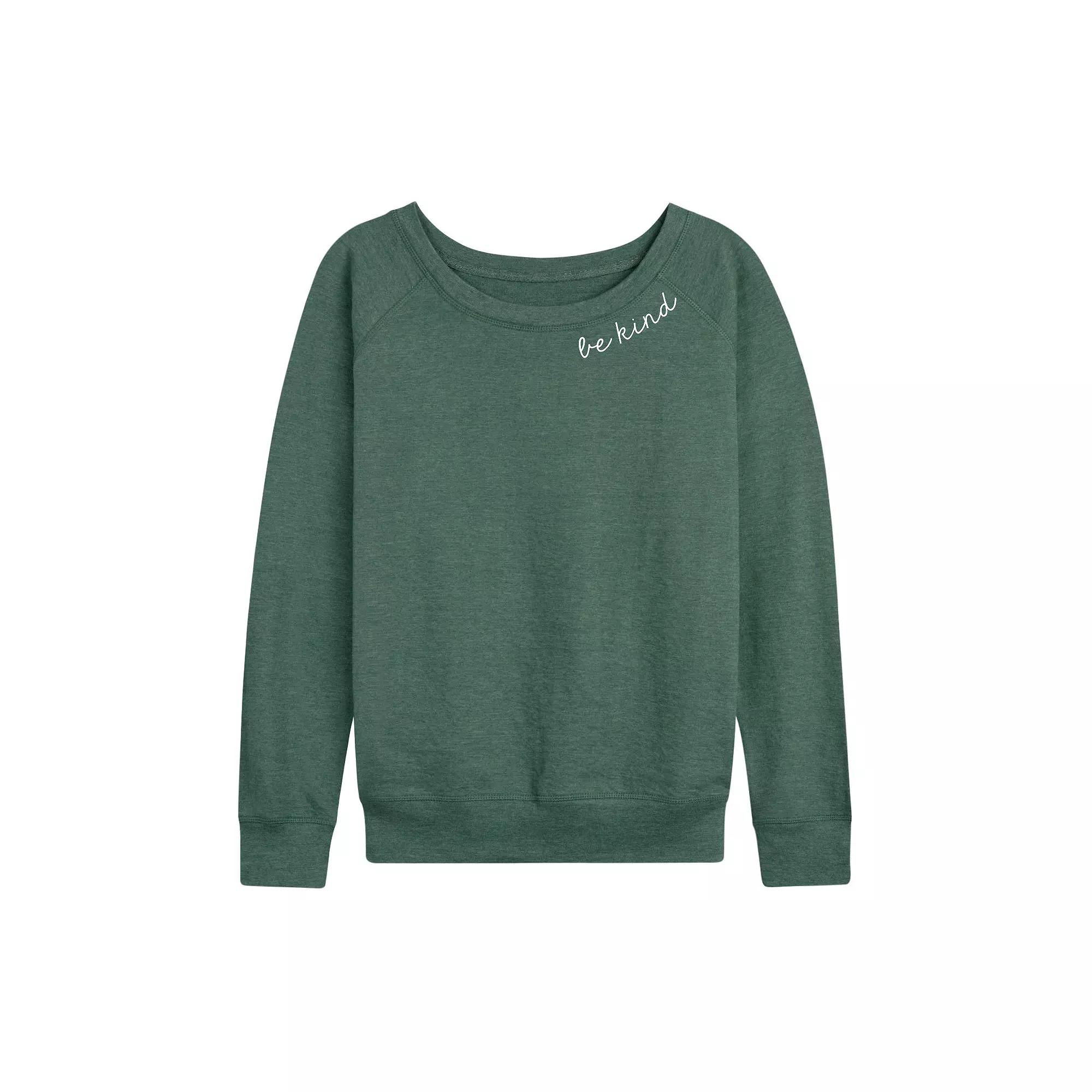 Women's Leopard Print Heart Outline French Terry Long Sleeve Tee, Girl's,  Product Image