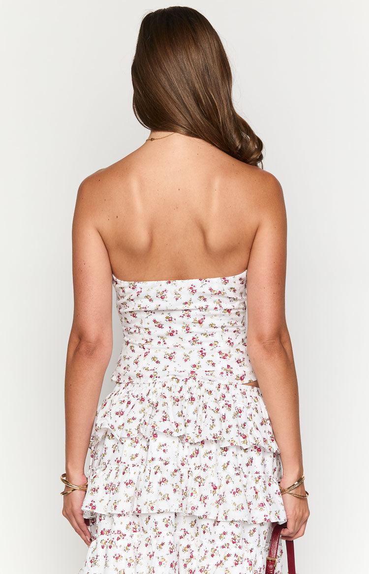 Paisley White Floral Strapless Top Girls Product Image