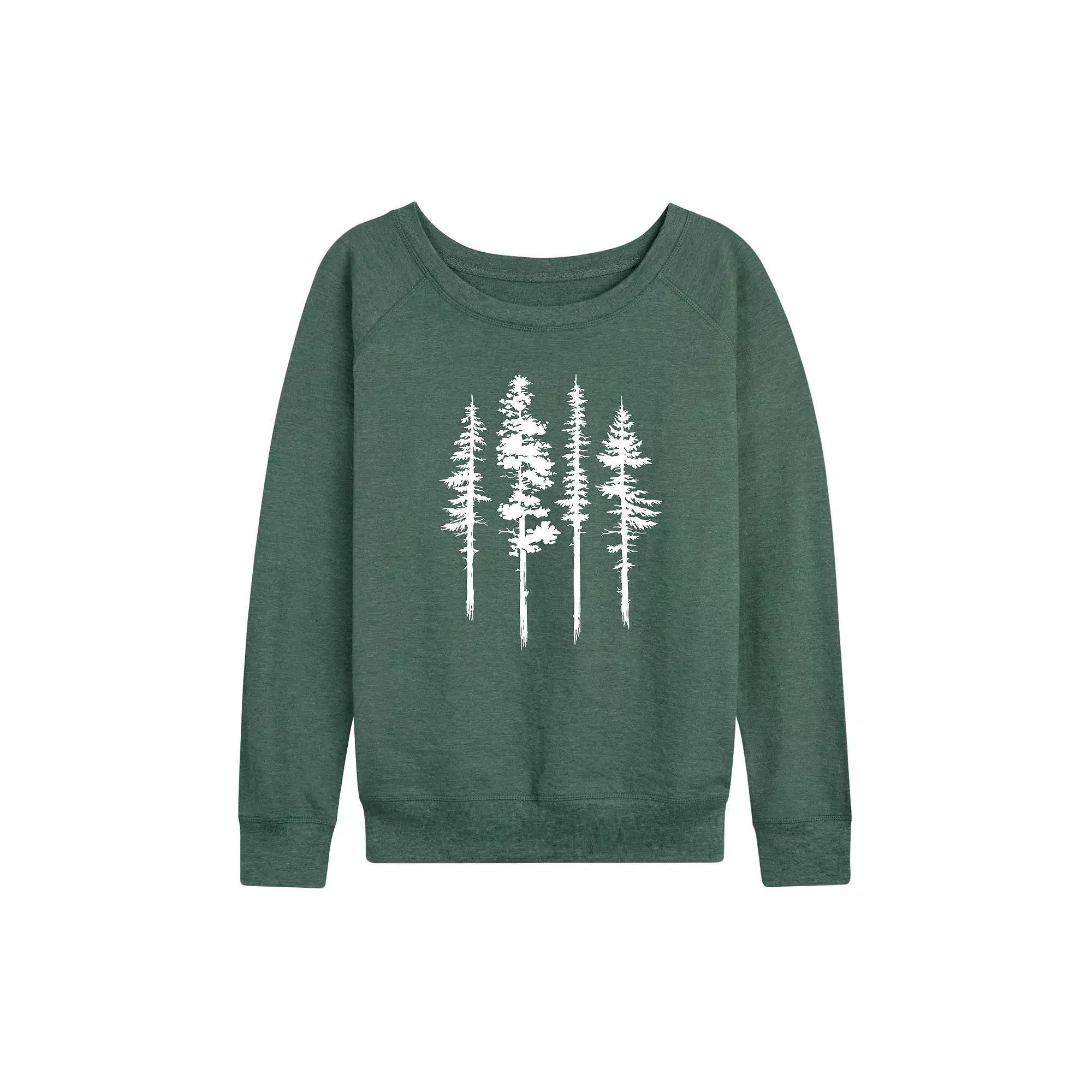 Women's Abstract Trees French Terry Long Sleeve Tee,  Product Image