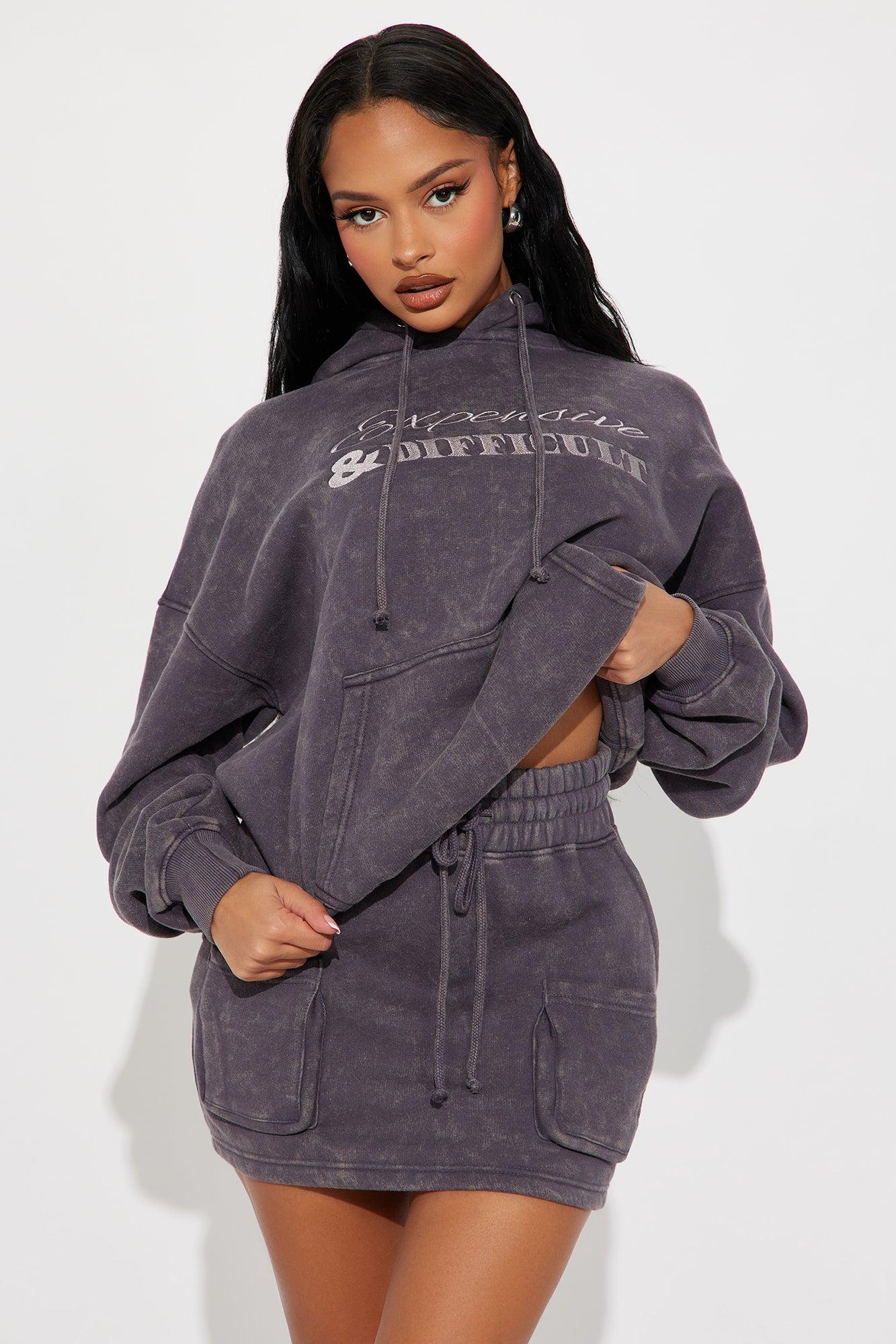 Expensive & Difficult Fleece Skirt Set - Charcoal Product Image