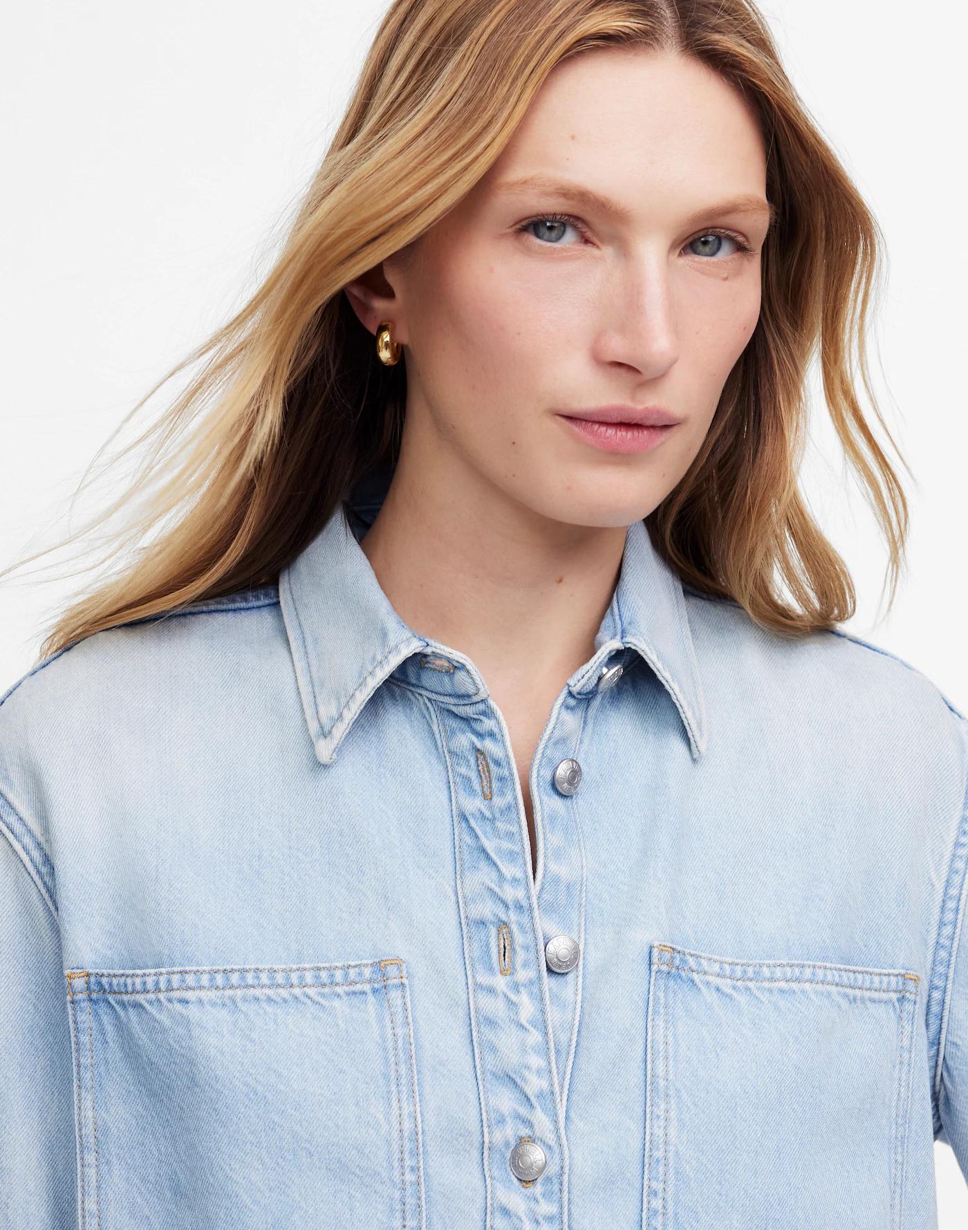 Cropped Shirt Jacket in Foster Wash: Airy Denim Edition Product Image