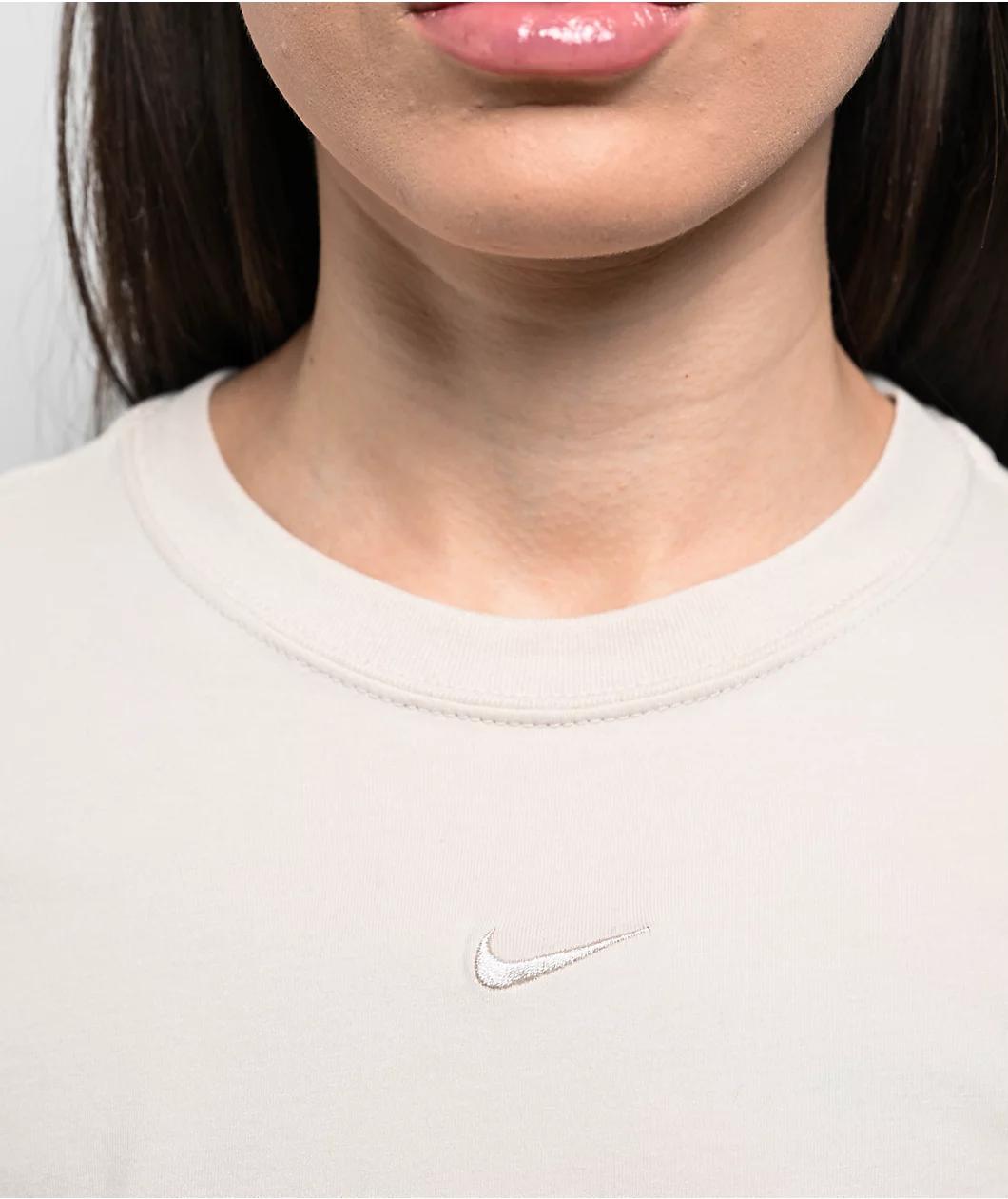 Nike Sportswear Chill Knit Light Orewood Brown Crop T-Shirt Product Image