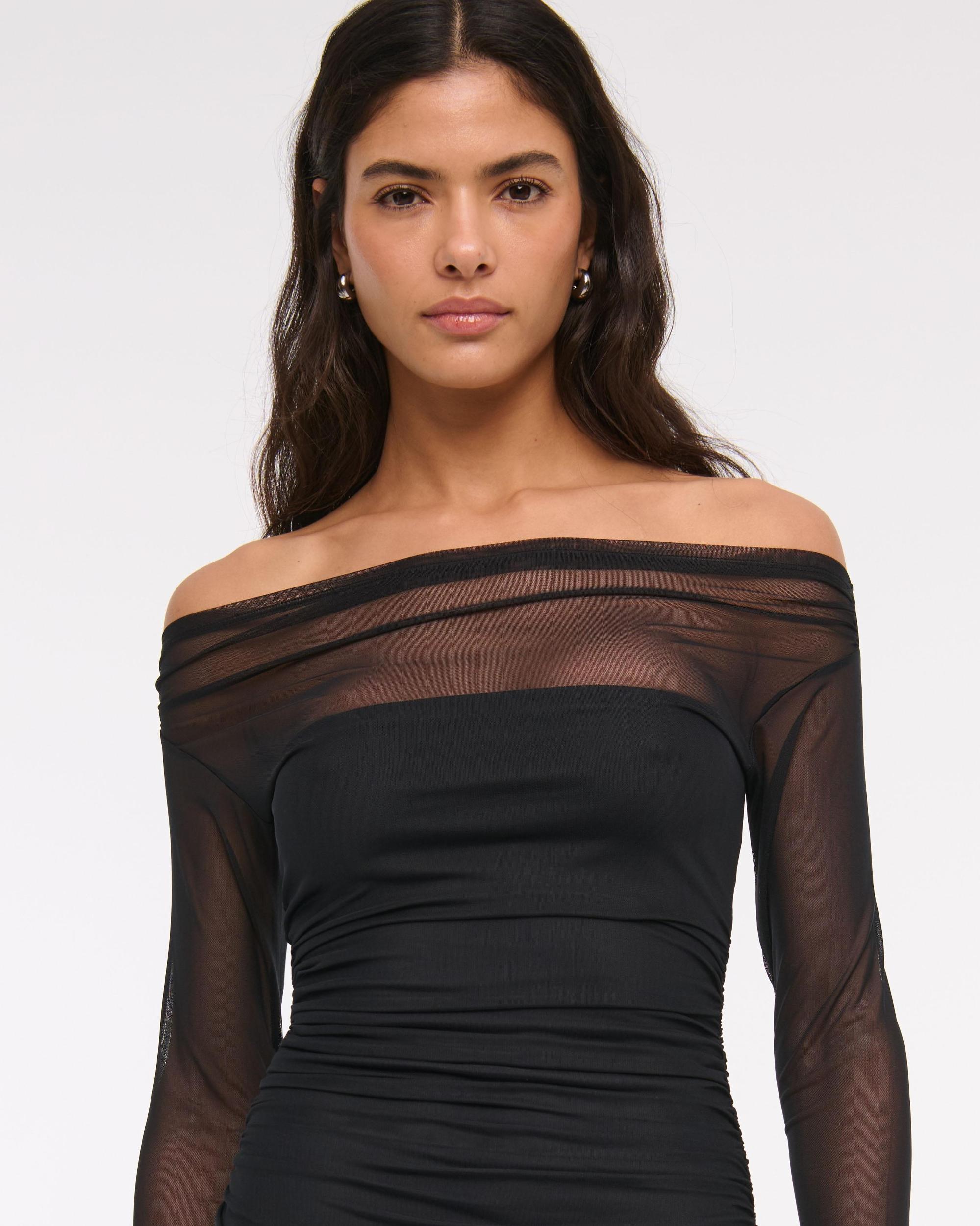 Off-The-Shoulder Mesh Mini Dress Product Image