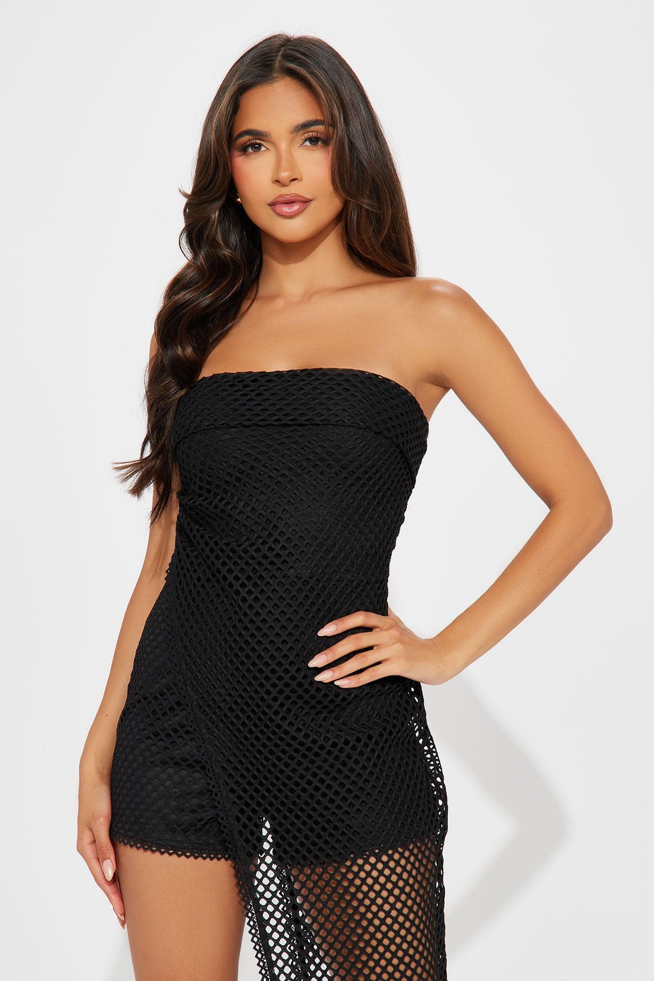 Vamos A La Playa Fishnet Romper - Black Product Image