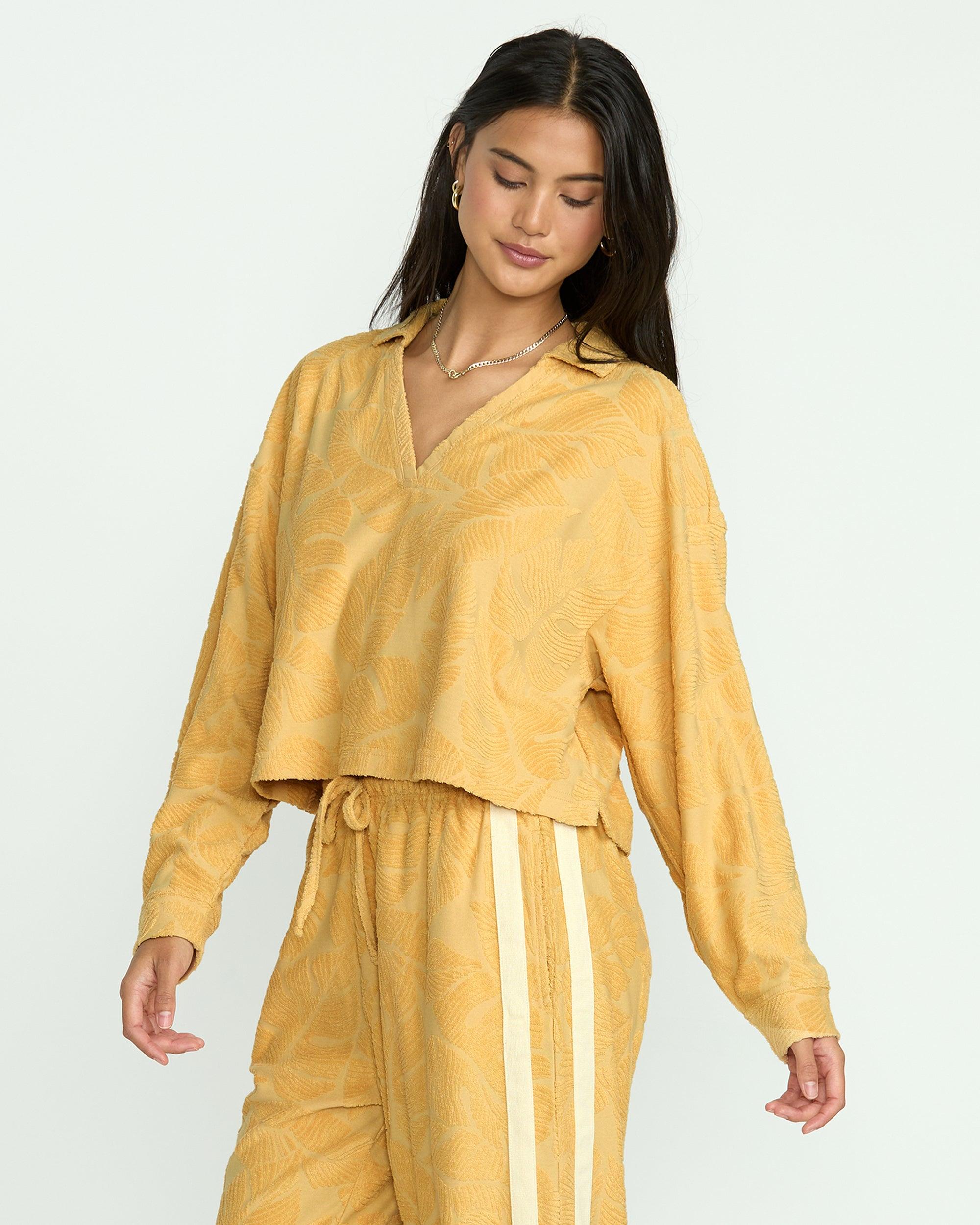 Sun Palm Terry Pullover Sweatshirt - Gold Coast Female Product Image