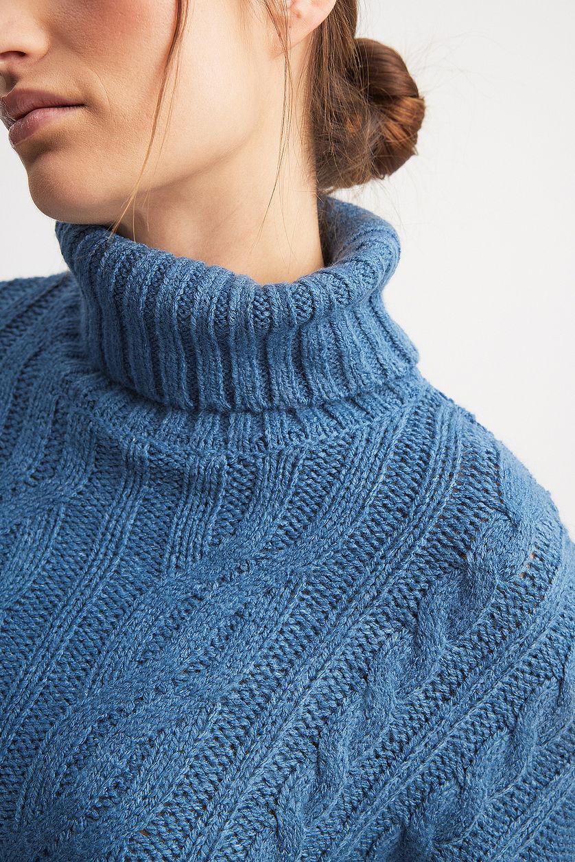 Turtleneck Knitted Cable Sweater Product Image