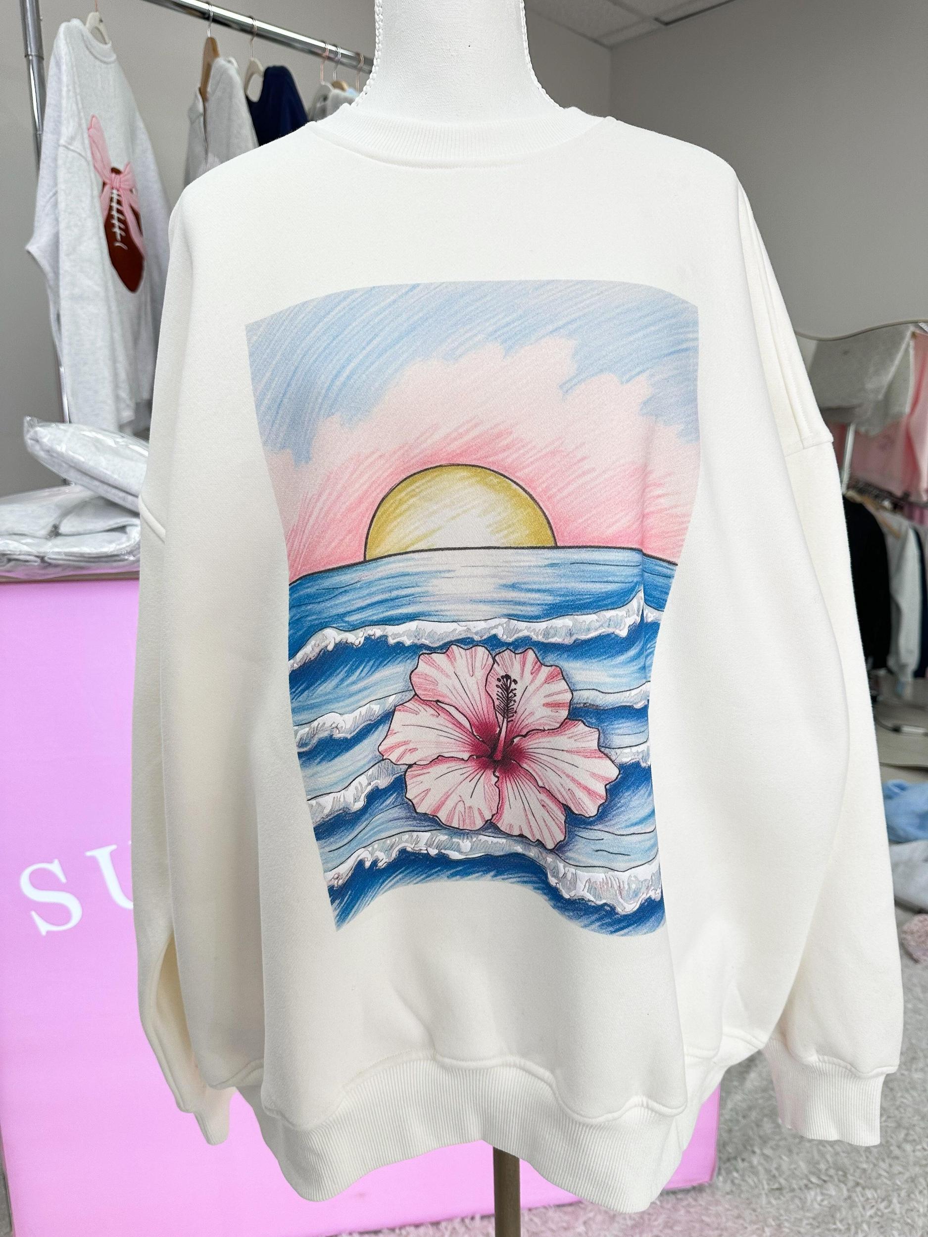 Ivory Ocean Sunset Dreams Sweatshirt Product Image