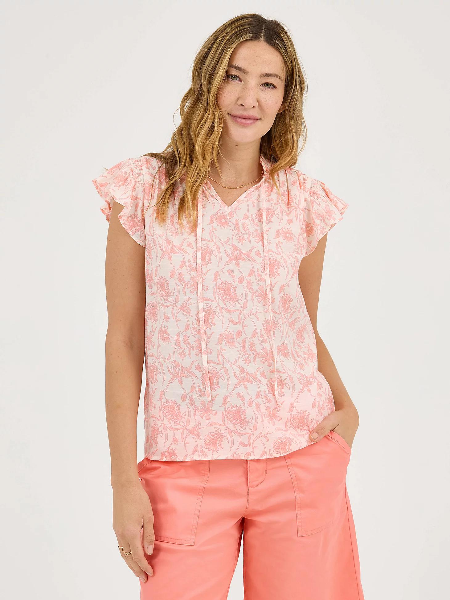 Women's Flutter Sleeve Print Blouse | Women's Tops & Tees | Lee® Product Image