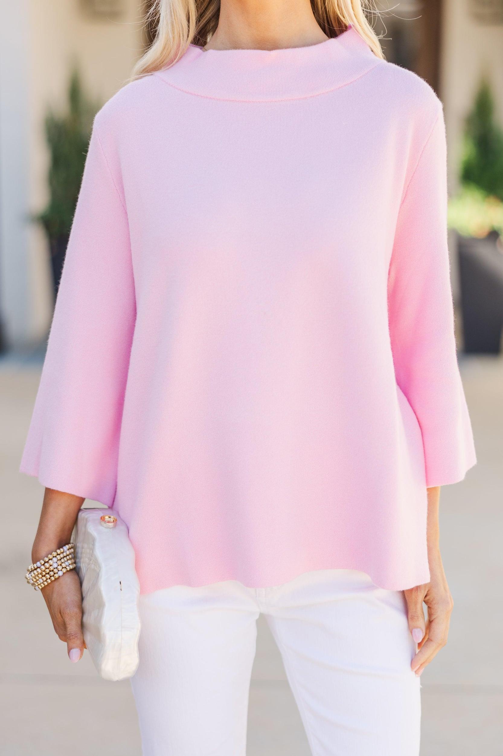 Just A Feeling Pink Mock Neck Sweater Female Product Image