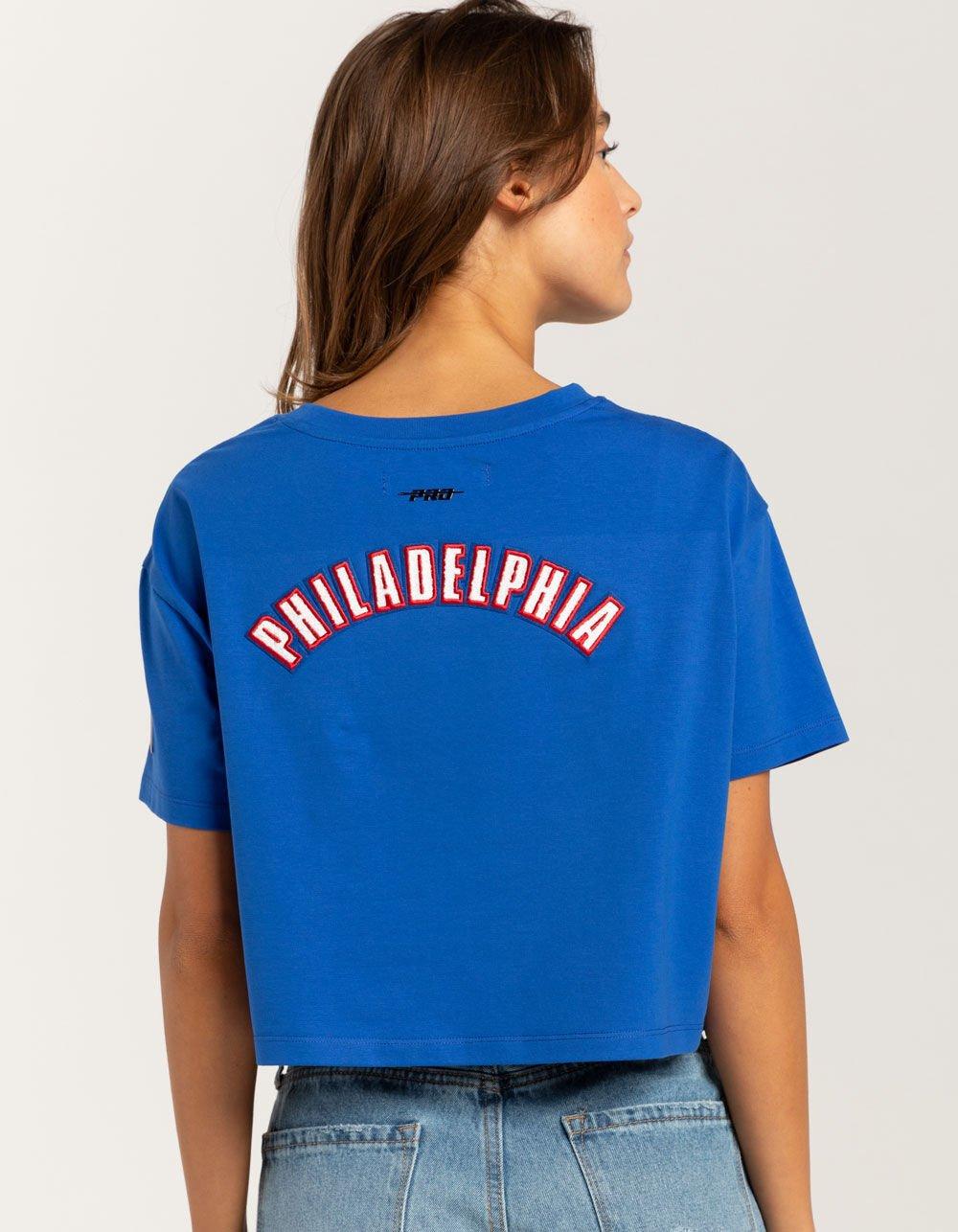 PRO STANDARD Philadelphia 76ers Womens Crop Tee - BLUE Product Image