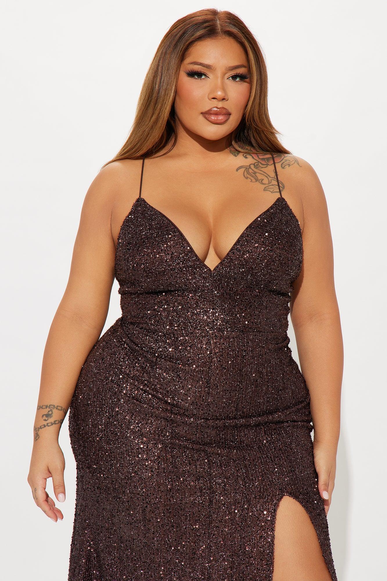 Vanessa Sequin Gown - Chocolate Product Image