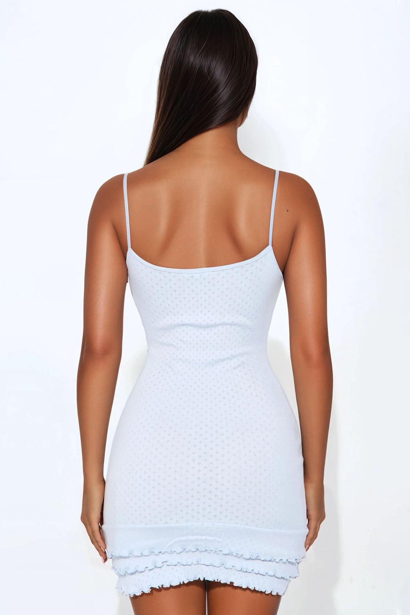 Candice Pointelle Mini Dress - Light Blue Product Image