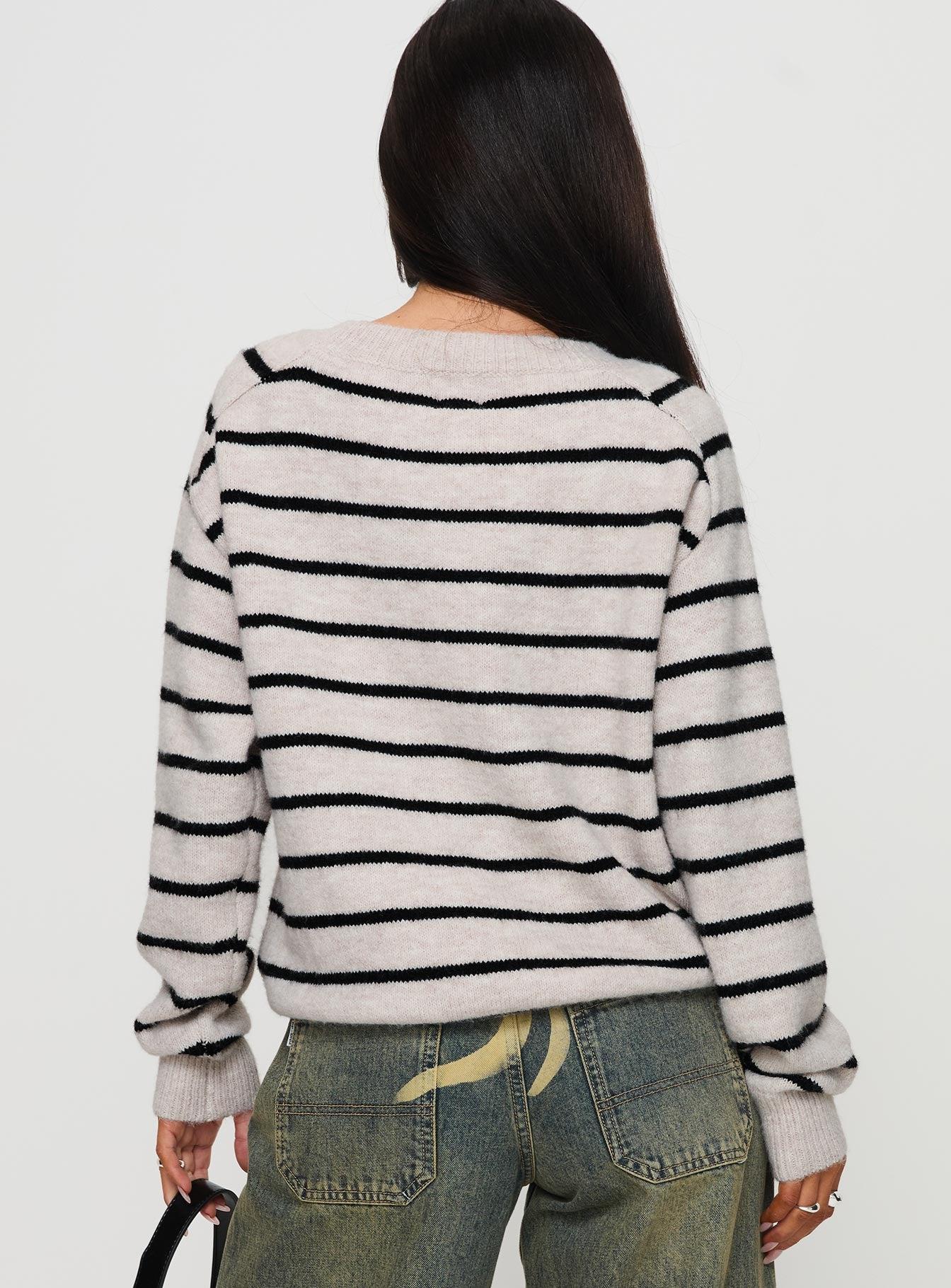 Souvenirs Knit Sweater Grey Stripe Product Image