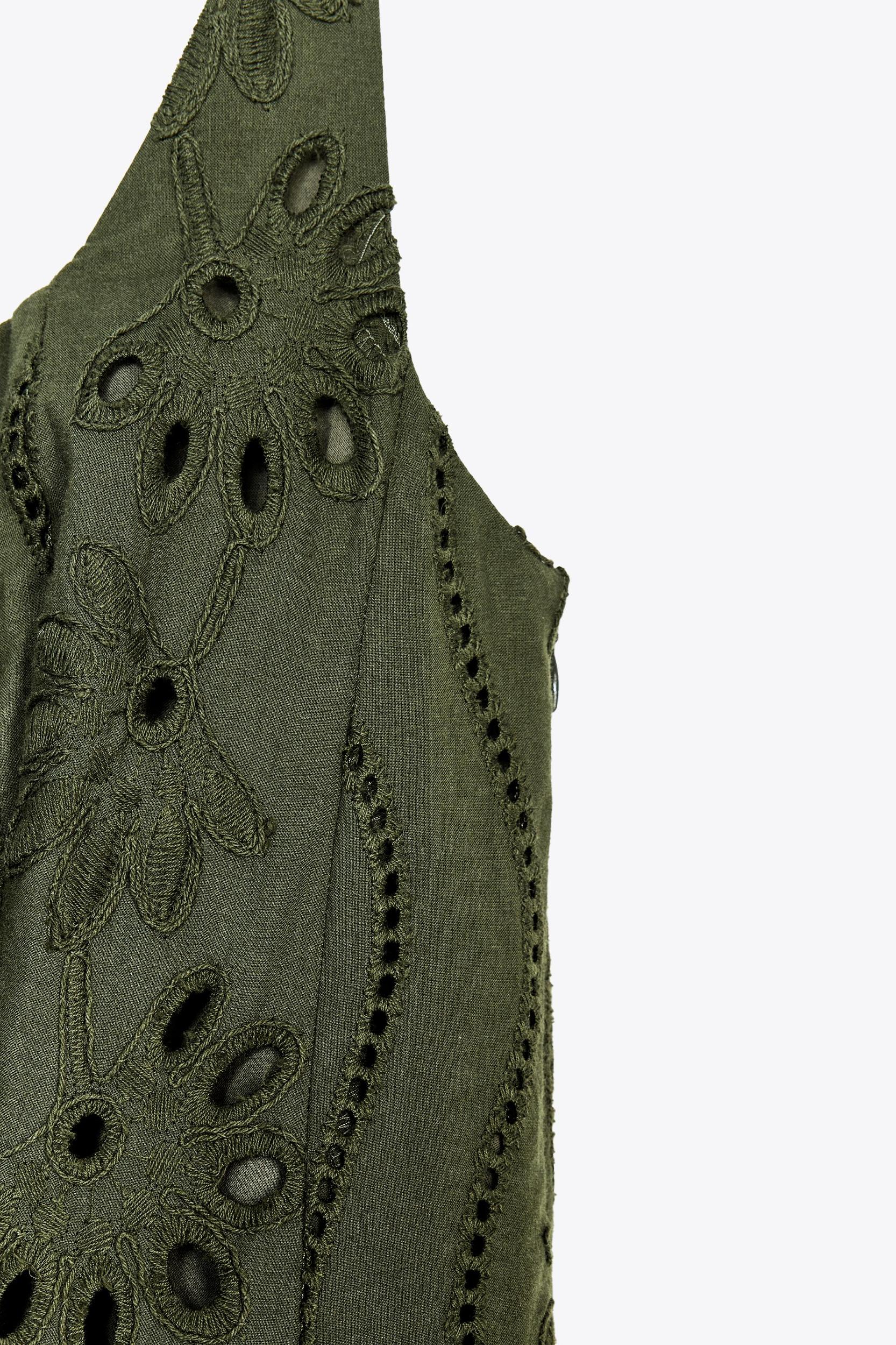 EMBROIDERED EYELET MIDI DRESS Product Image