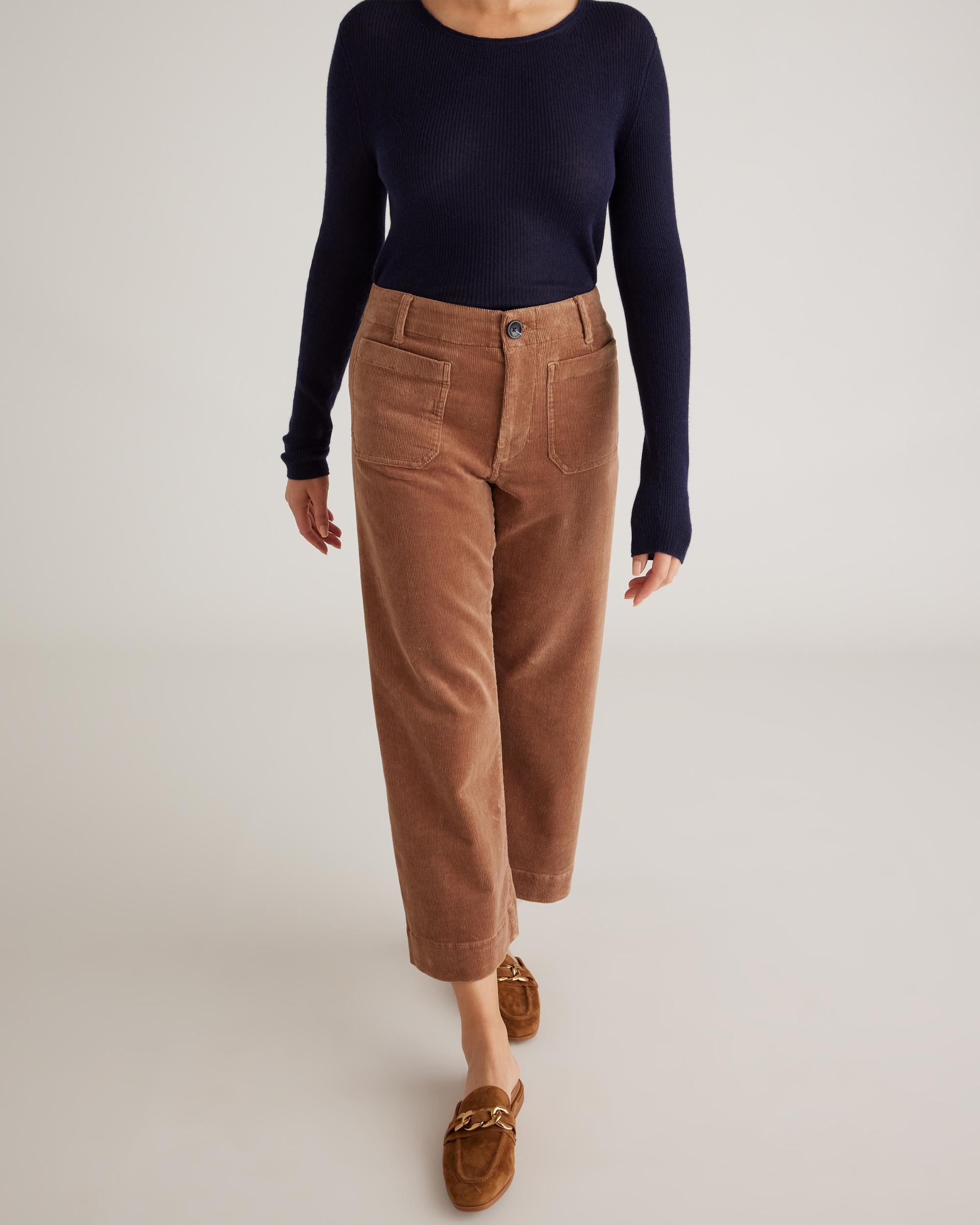 Quince | Women's Organic Stretch Corduroy Cropped Wide Leg Pants Organic Cotton Product Image