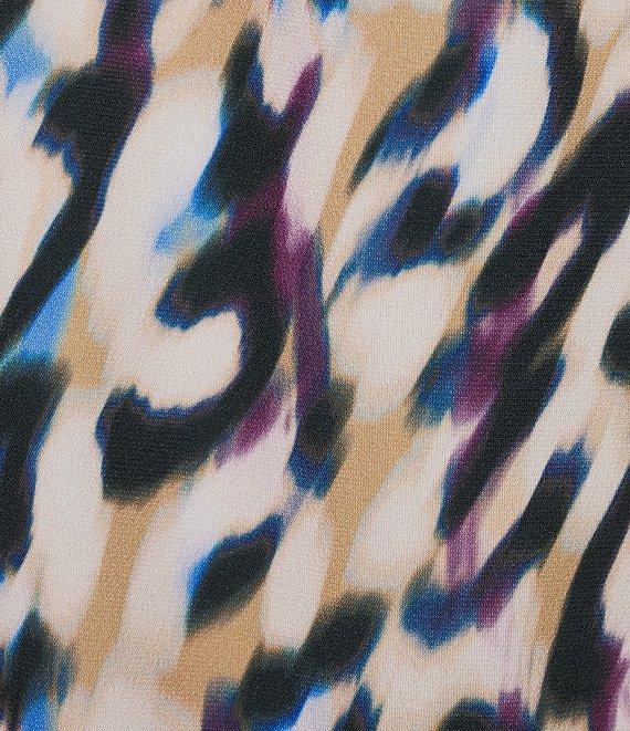 DKNY by Donna Karan Printed Knit Ruched Crew Neck Sleeveless Top Product Image