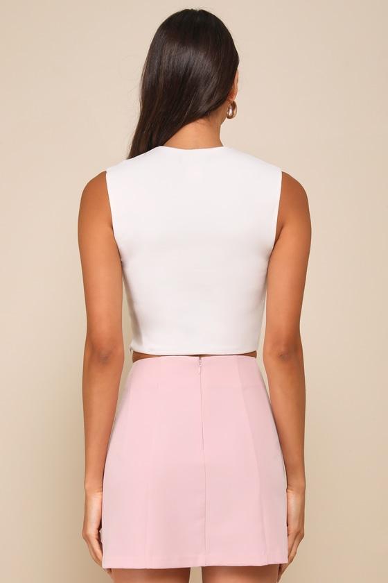 Greeting the Season Light Pink High-Waisted Mini Skirt Product Image