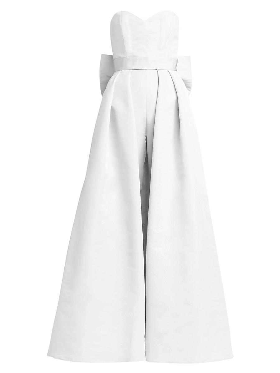 Womens Convertible Bow-Embellished Silk Faille Jumpsuit Product Image