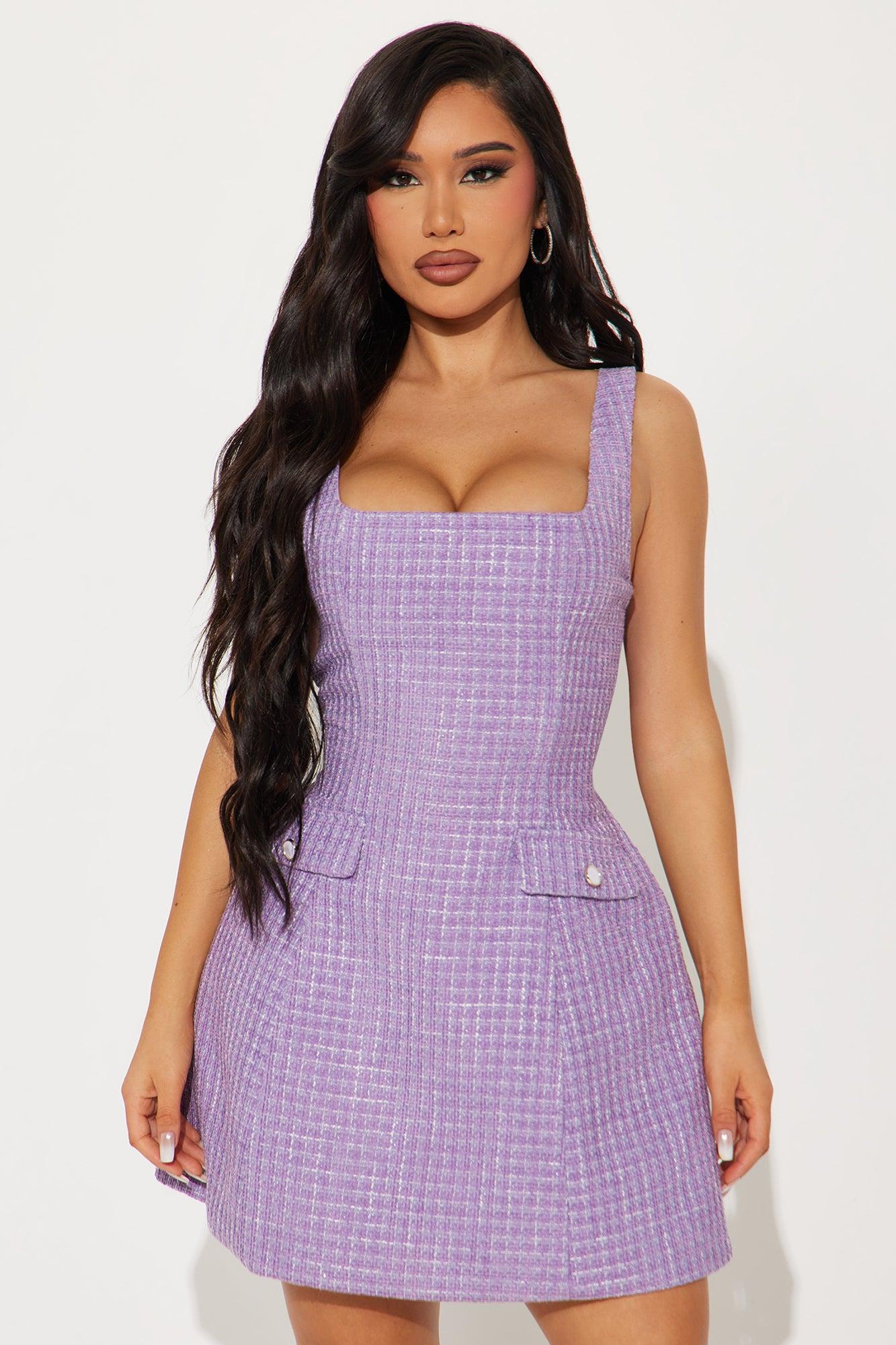 Leanna Tweed Micro Mini Dress - Lavender Product Image