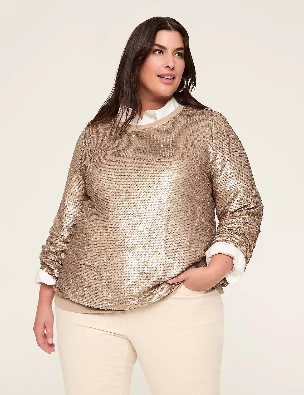 Crew-Neck Sequin Sweatshirt Product Image