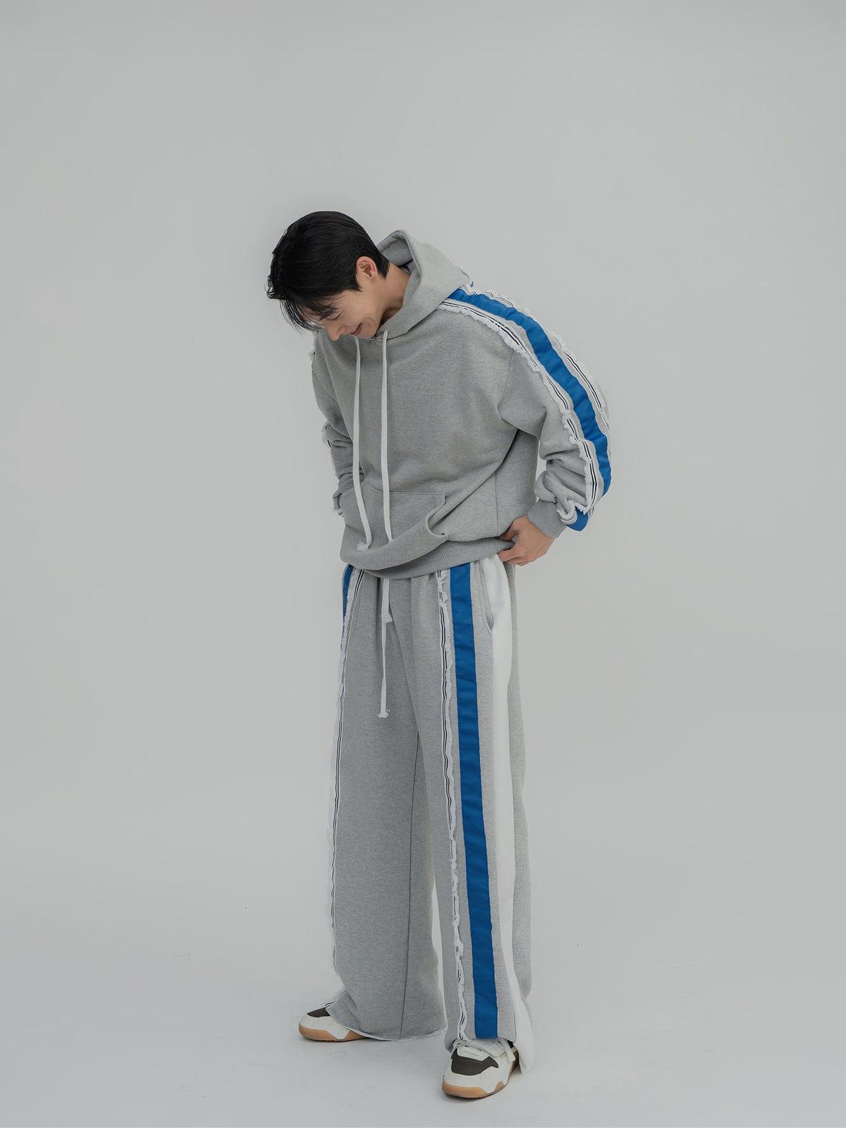 RT No. 12450 TASSEL STRIPED PULLOVER HOODIE & STRAIGHT SWEATPANTS Product Image