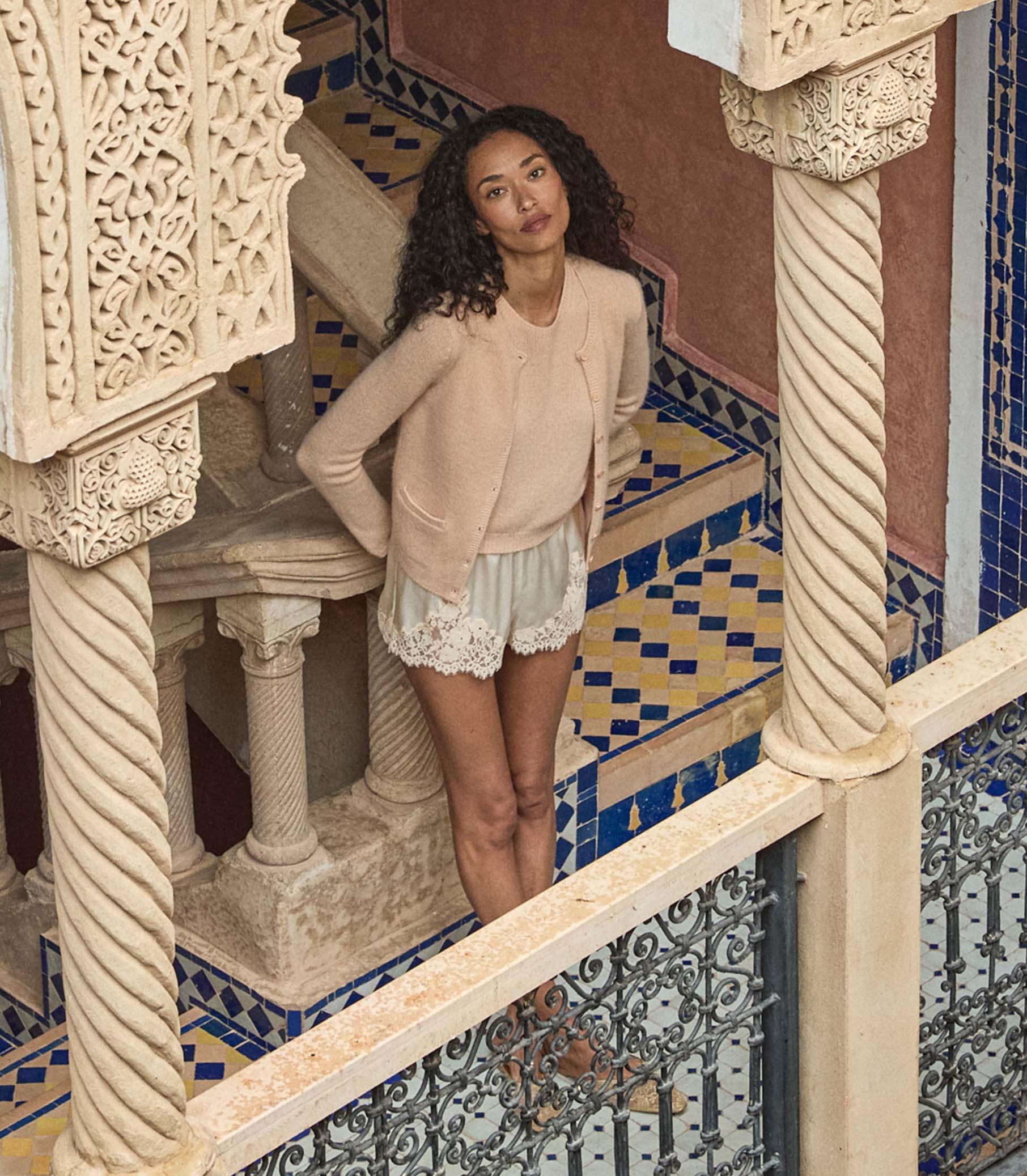 IONA SHORT -- SALT AND PEACH LACE Product Image