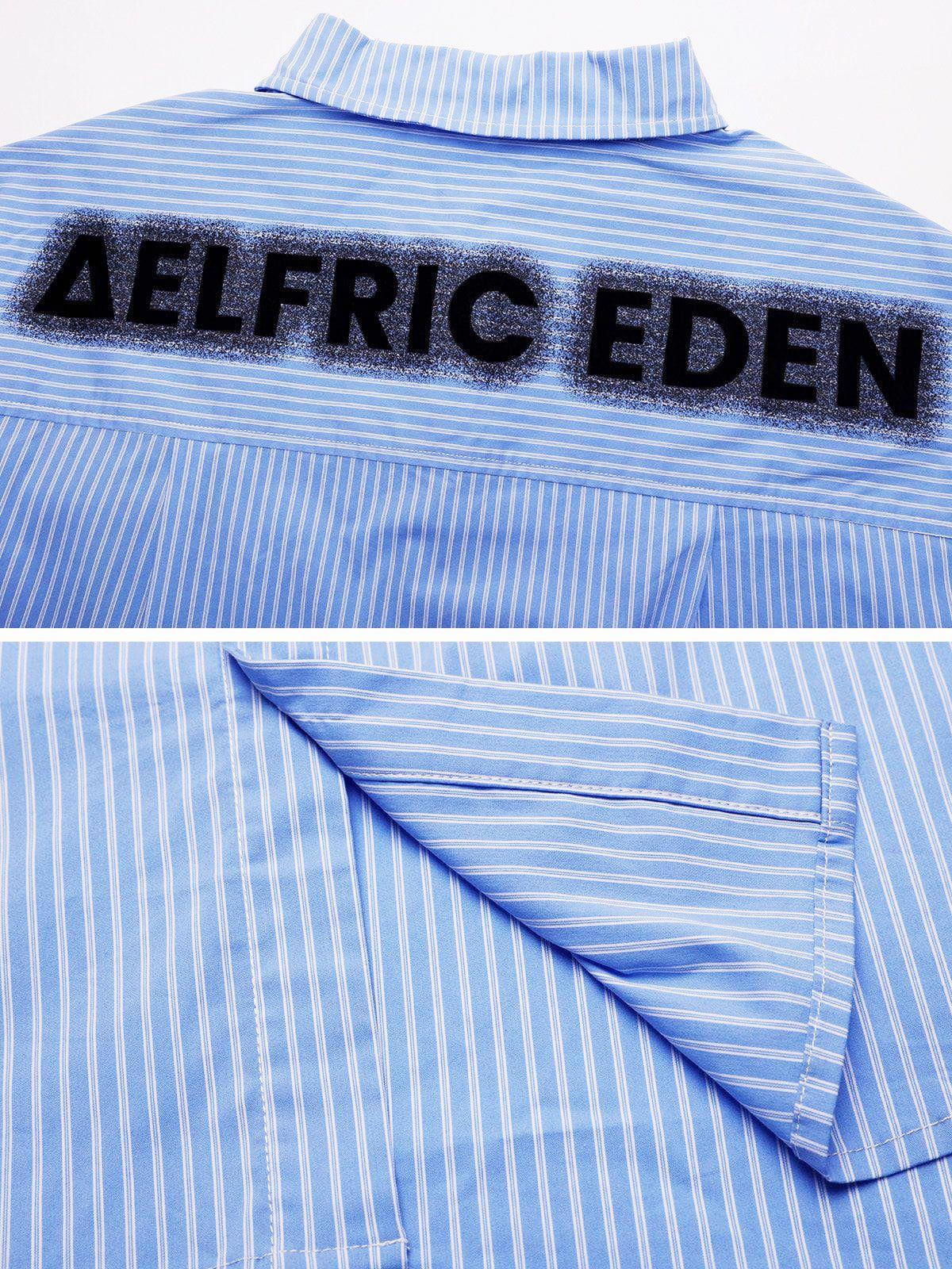 City Of Love Detachable Sleeve Striped Long Sleeve Shirt Product Image