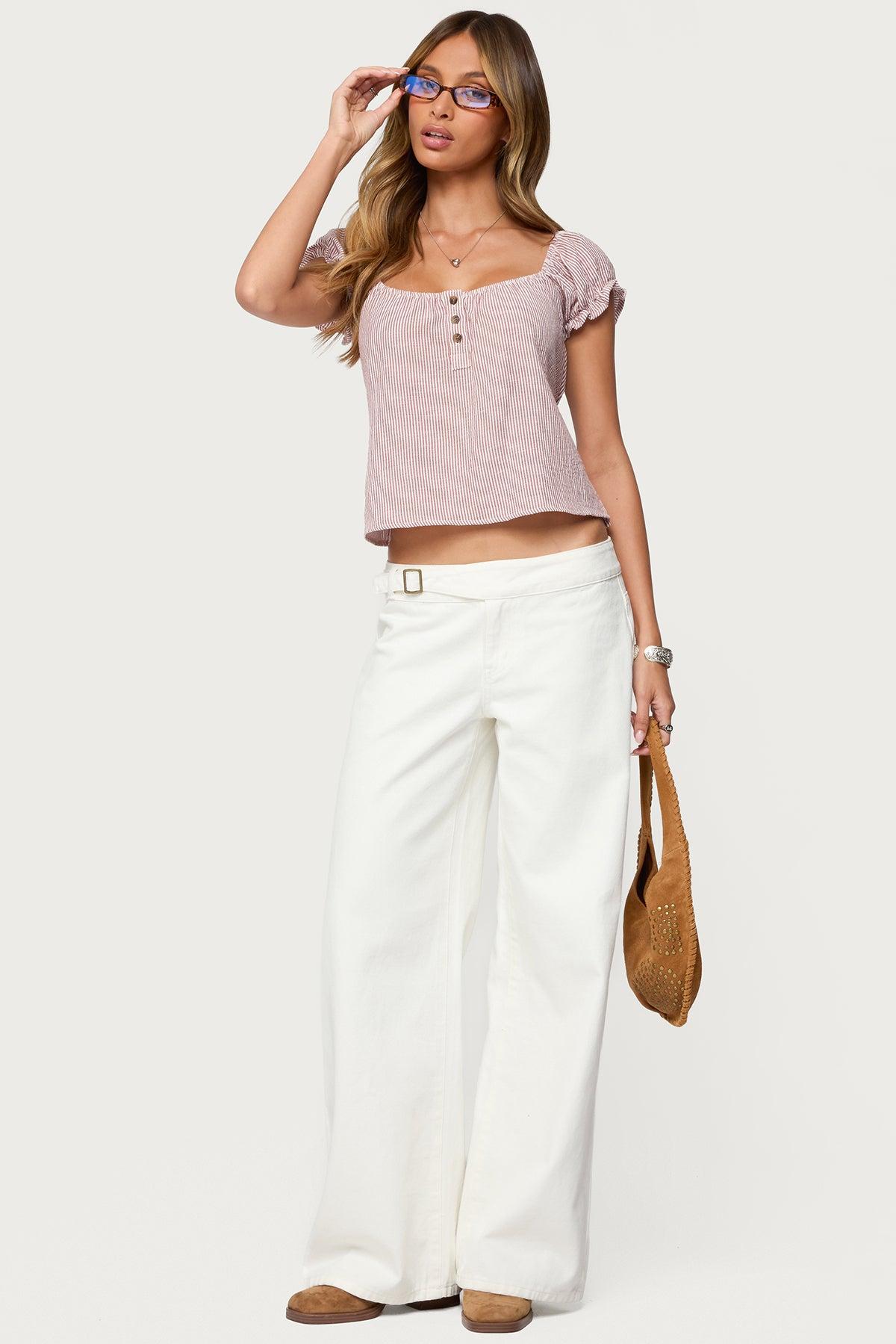 Rhory Pinstripe Babydoll Top Product Image