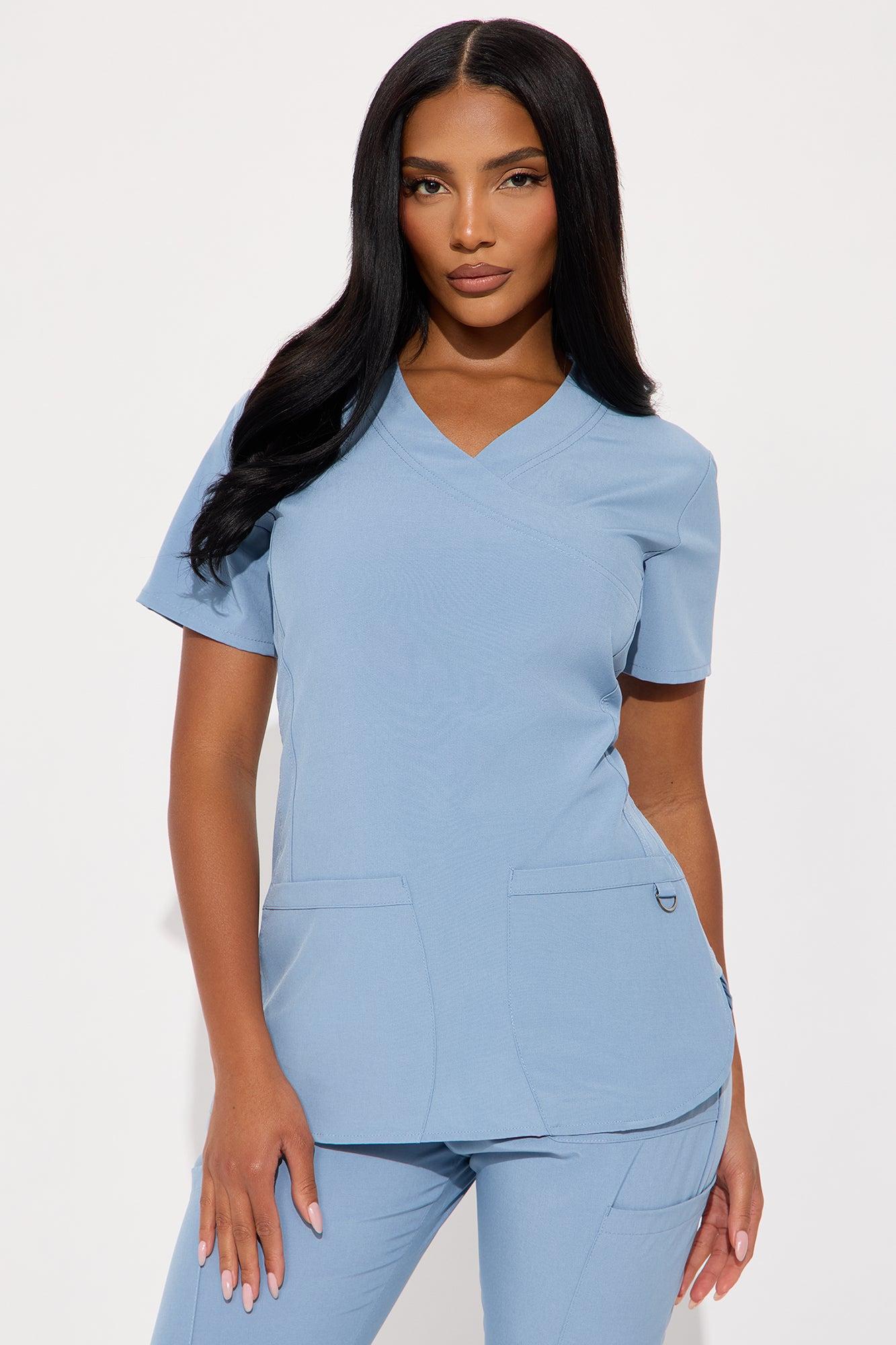 Feeling Better Stretch Scrub Uniform Jogger Set - Slate Blue Female Product Image