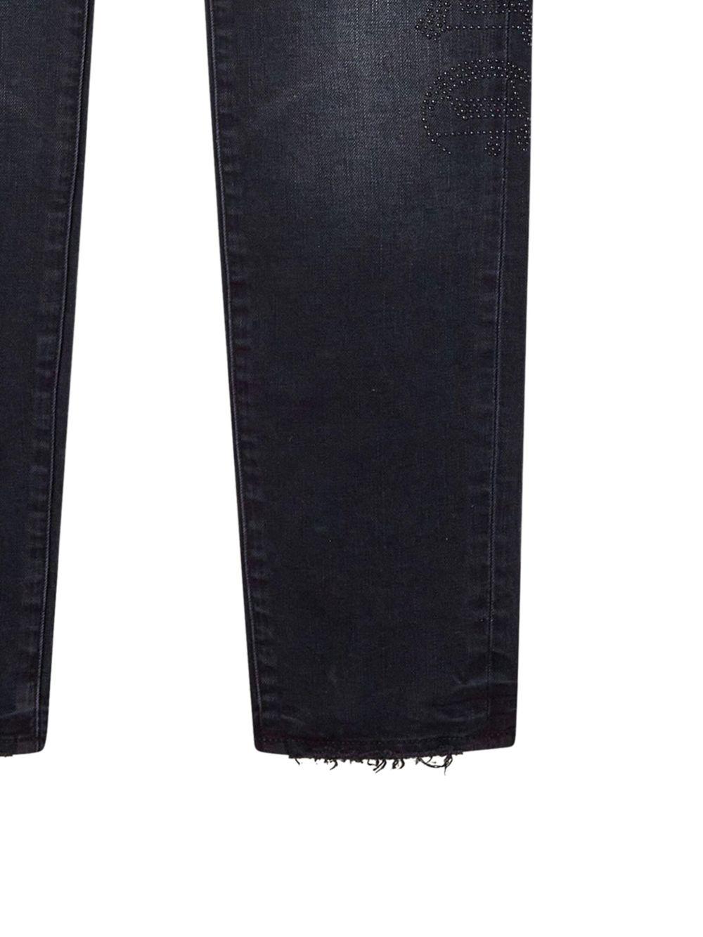 P001 rhinestone-logo jeans Product Image