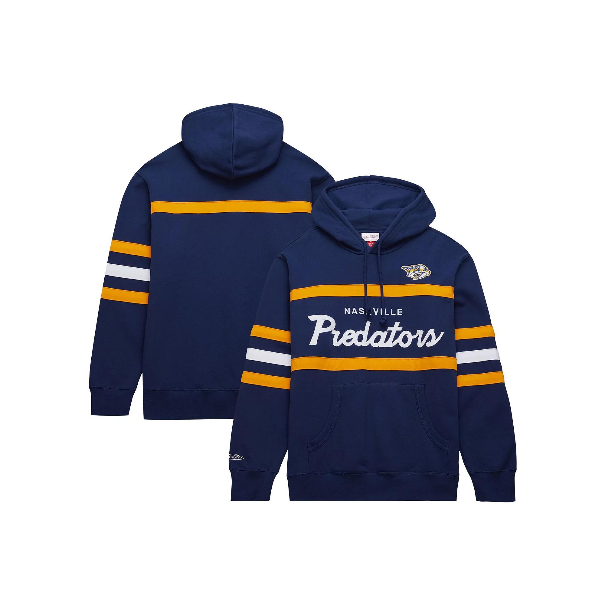 Men's Mitchell & Ness Navy Nashville Predators Head Coach Pullover Hoodie,  Product Image