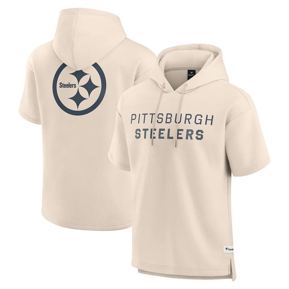 Men's Fanatics Cream Pittsburgh Steelers Elements Future Ground Lettering Short Sleeve Pullover Hoodie,  Product Image
