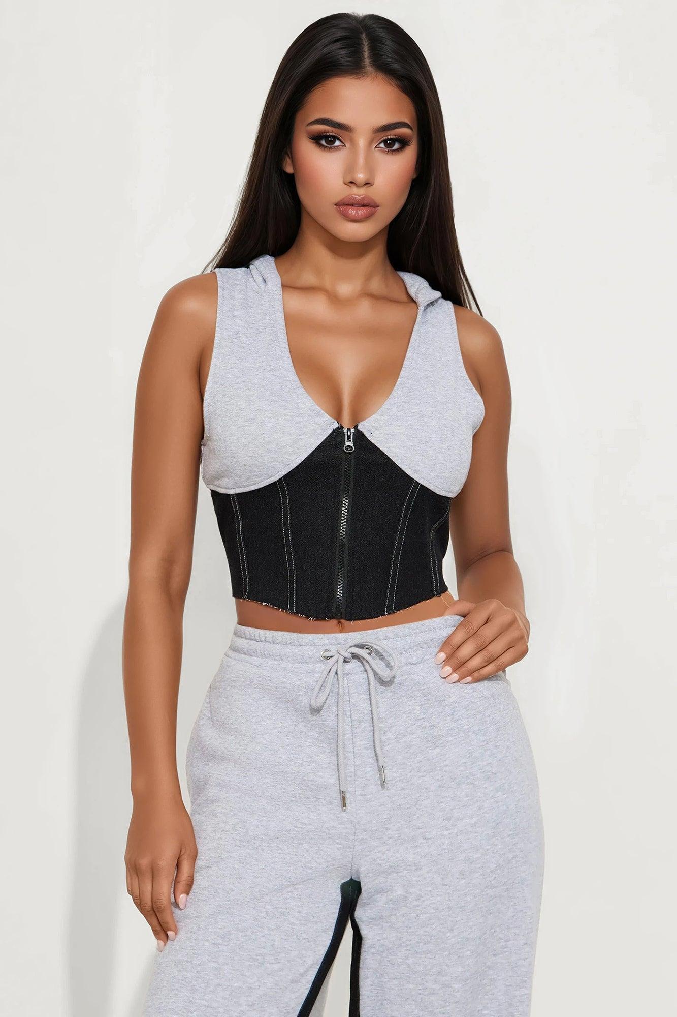 Switching Sides Hooded Pant Set - Heather Grey Female Product Image