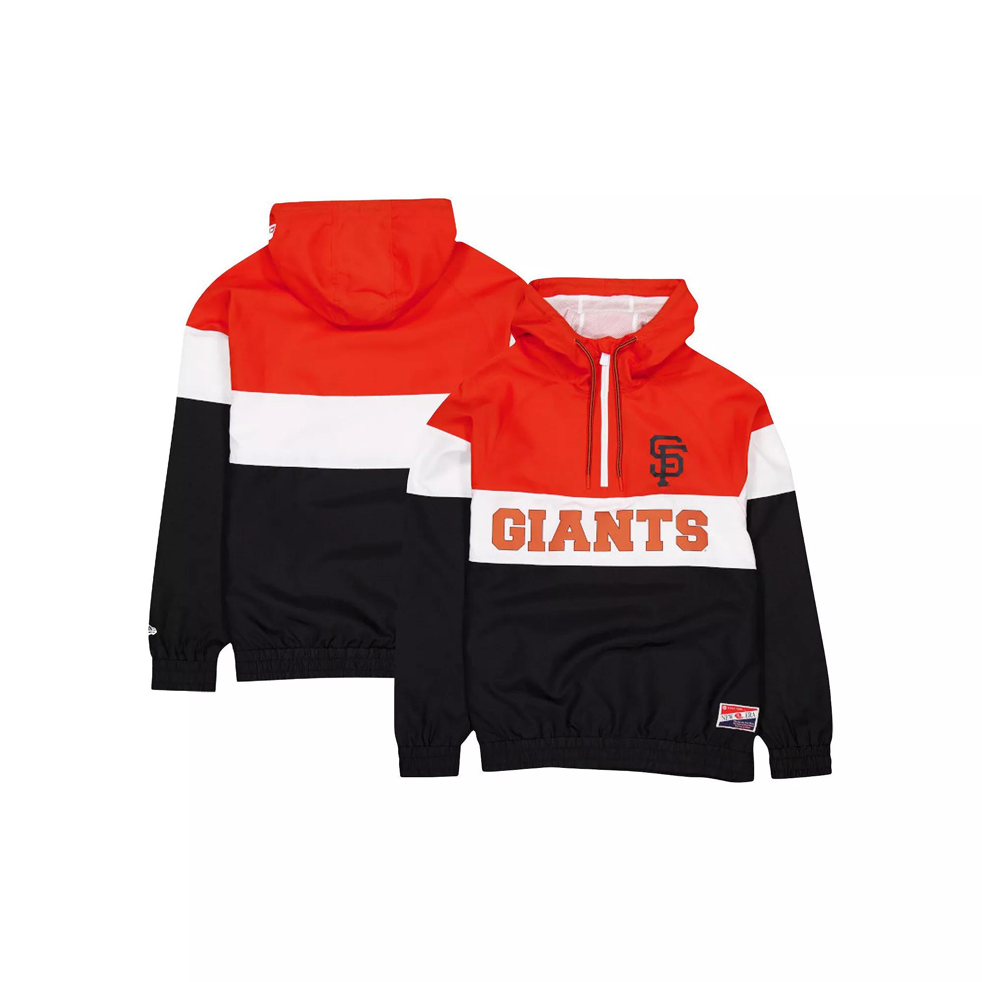 Men's New Era Black San Francisco Giants Ripstop Raglan Quarter-Zip Hoodie Windbreaker Jacket, Size: 2XL Product Image