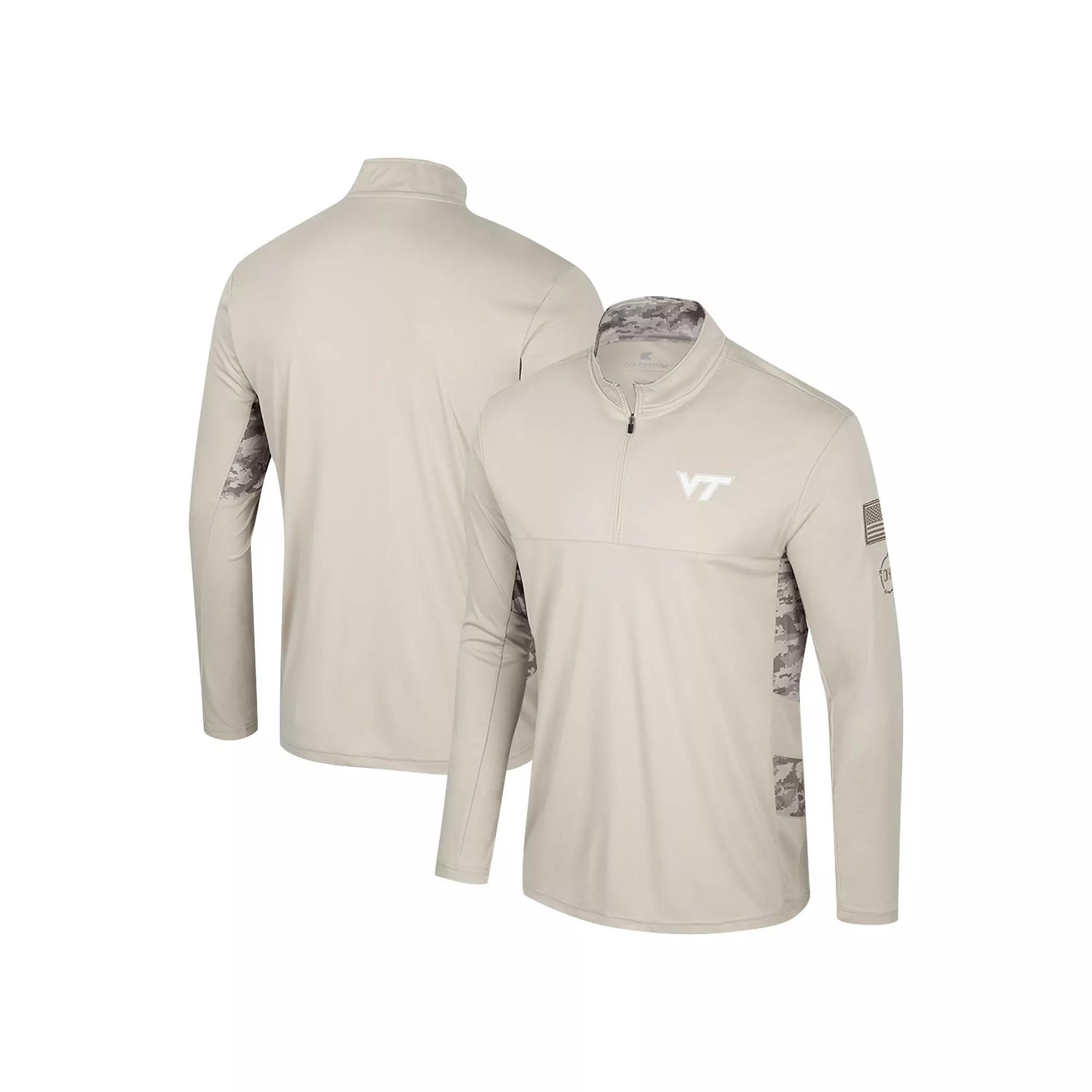 Men's Colosseum Natural Virginia Tech Hokies OHT Military Appreciation Quarter-Zip Jacket,  Product Image