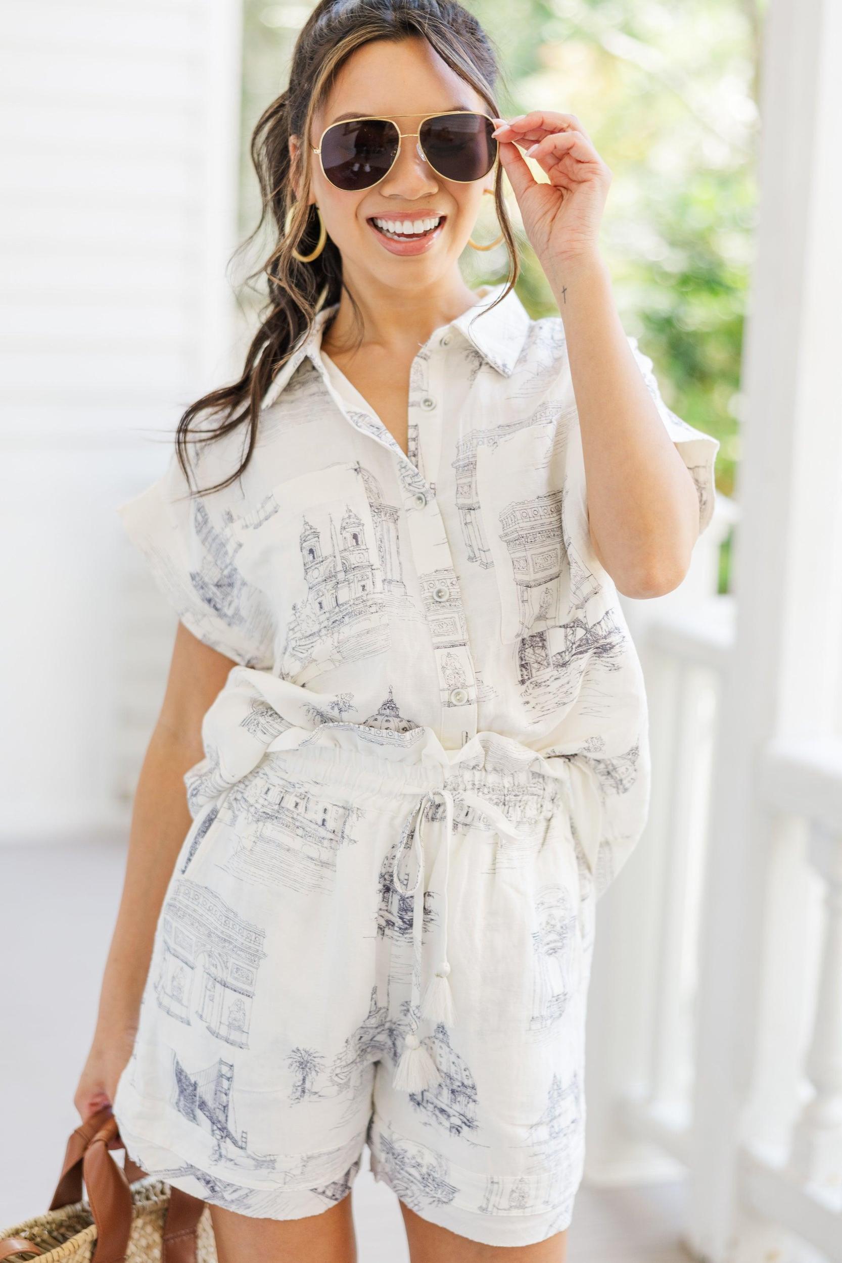 Fate: Know It All Ivory White Toile Shorts Female Product Image