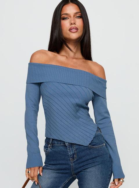 Brisa Long Sleeve Top Blue Product Image