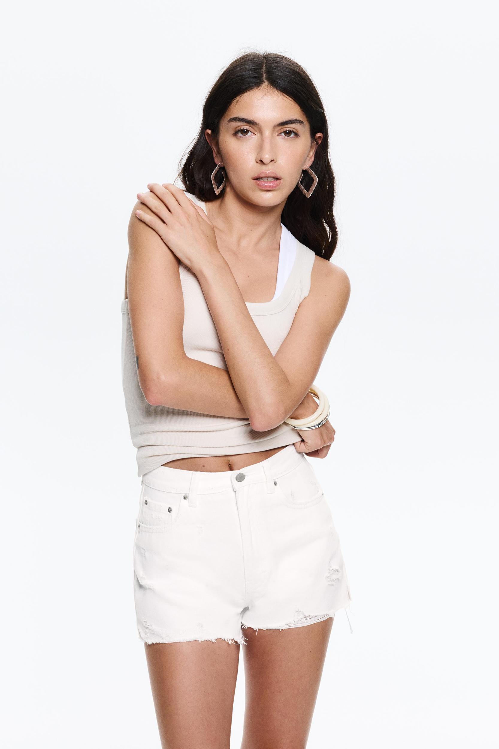Ripped denim shorts Product Image