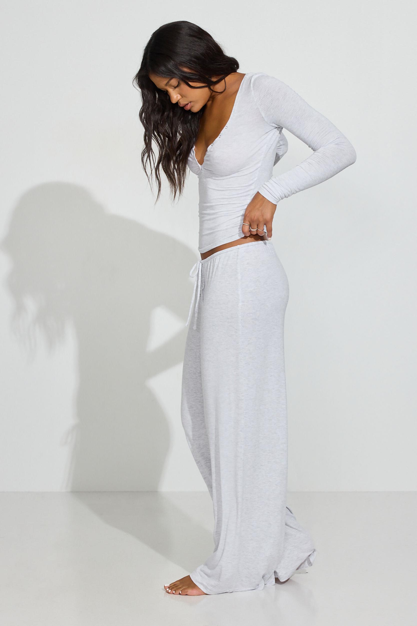 Sheer Ribbed Slouchy Pants Product Image