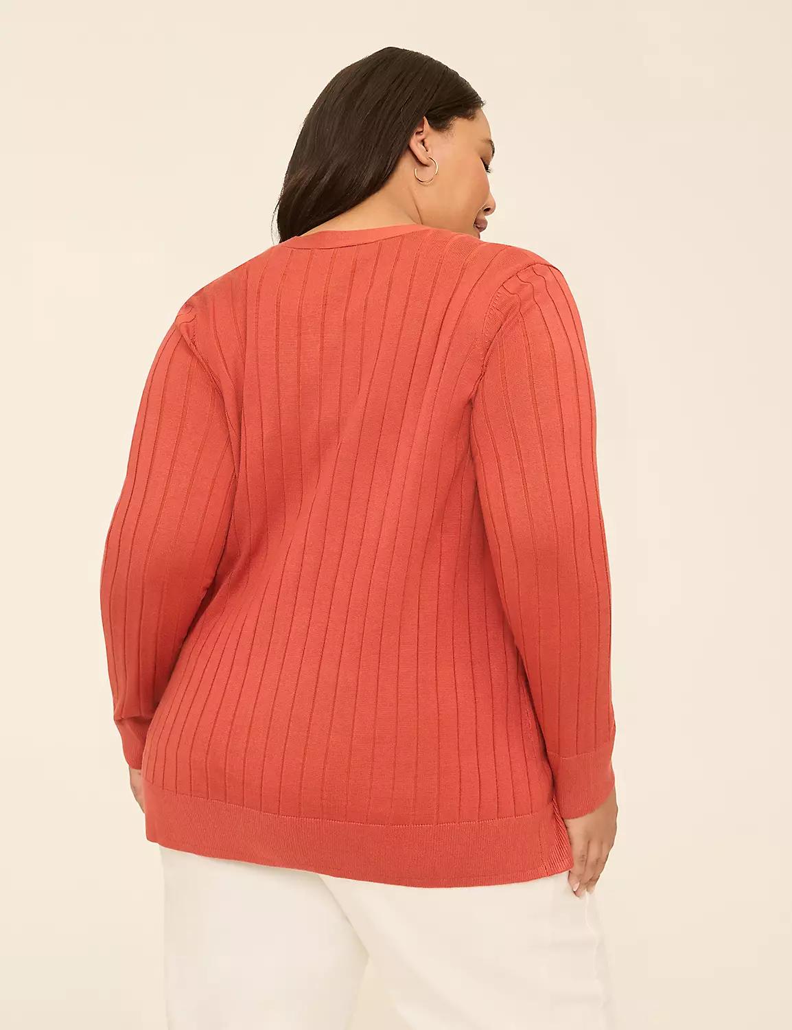 Modern Open-Front Ribbed Cardigan Product Image