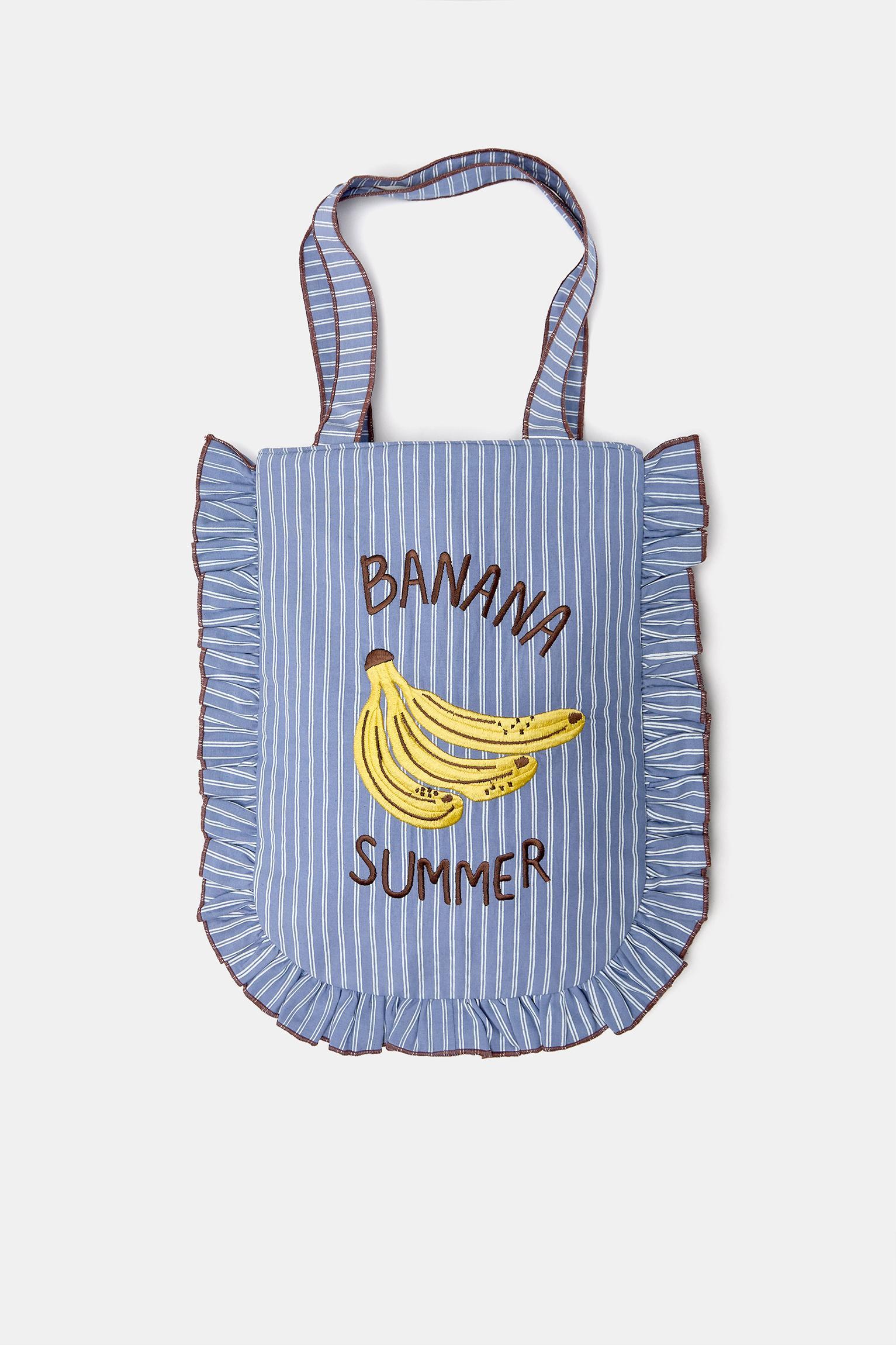 Banana striped shopper bag Product Image