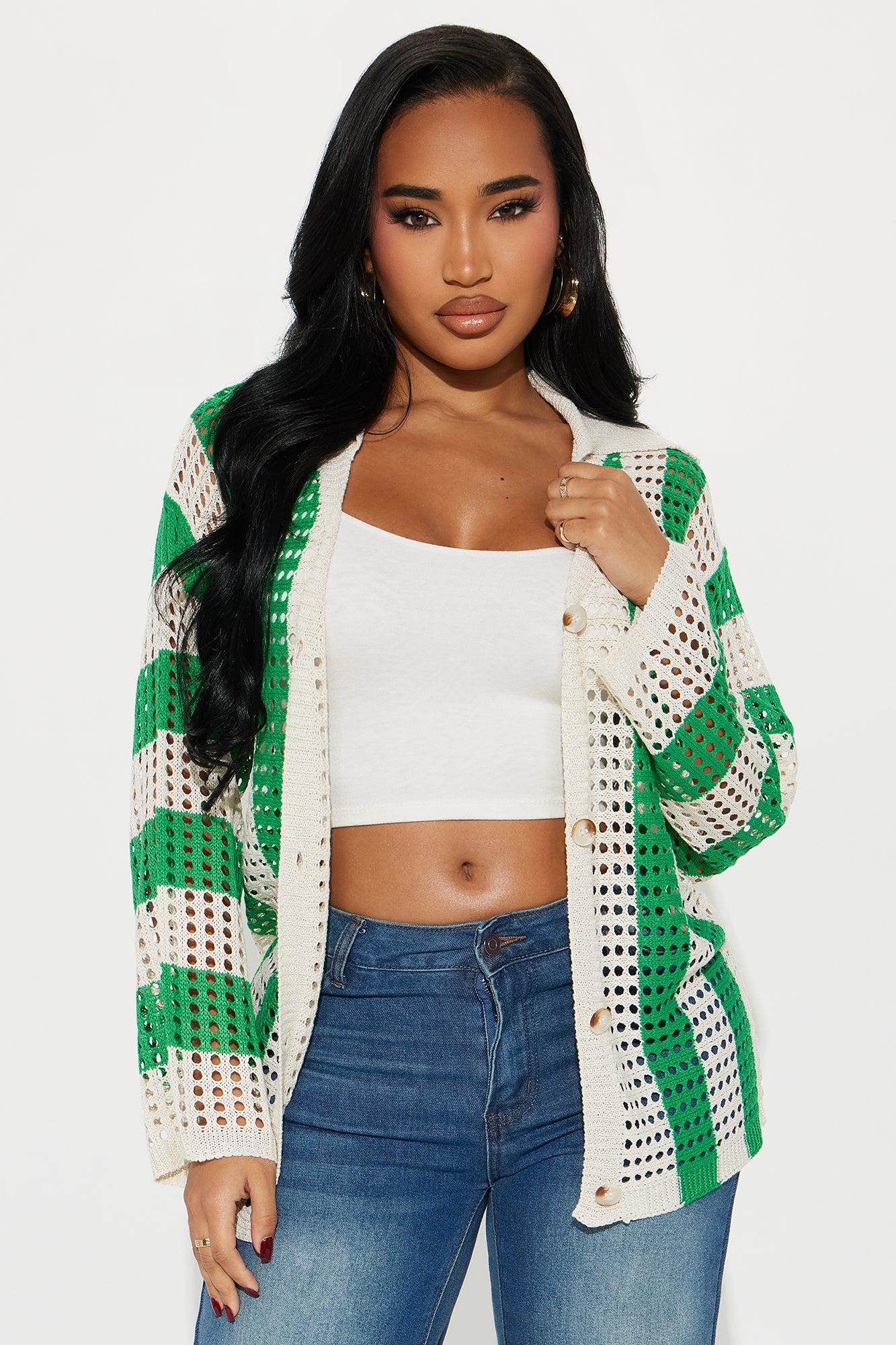 Seaside Bliss Crochet Shirt - Green/combo Product Image