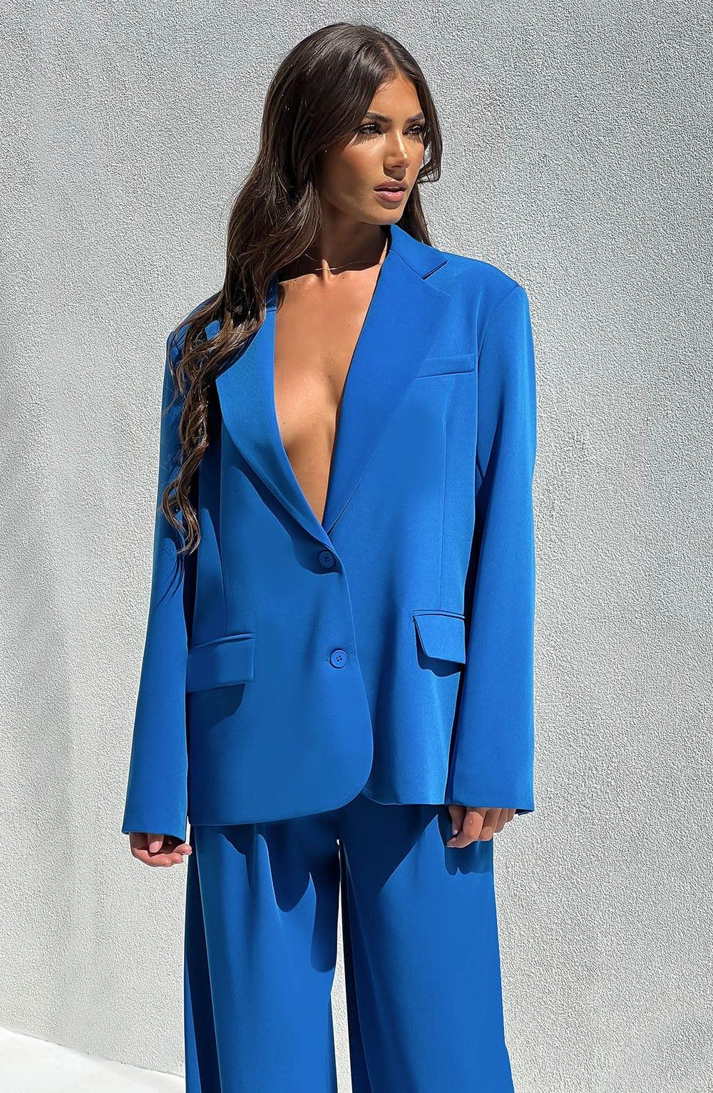 Noa Oversized Suit Jacket - Blue Product Image