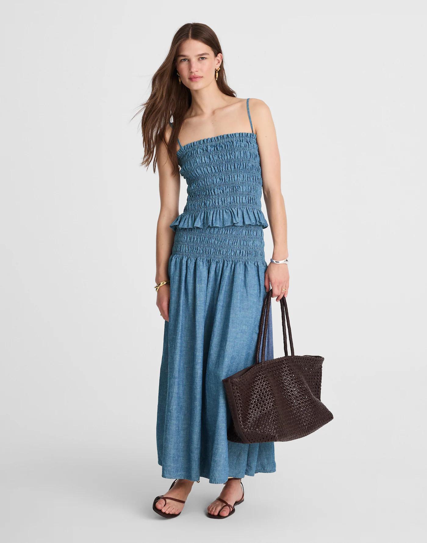 Denim Smocked Tank Product Image