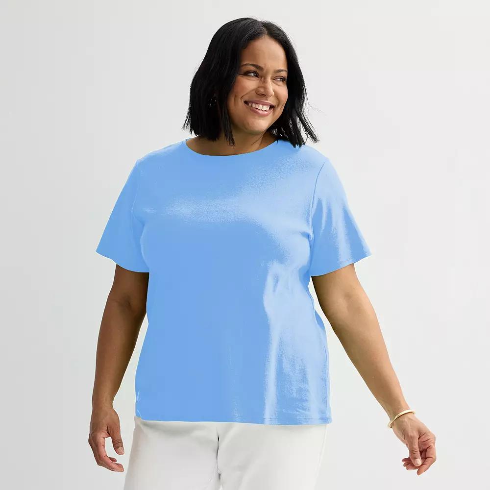 Plus Size Croft & Barrow® Essential Crewneck Top, Women's, Size: 5XL, Hepatica Blue Product Image