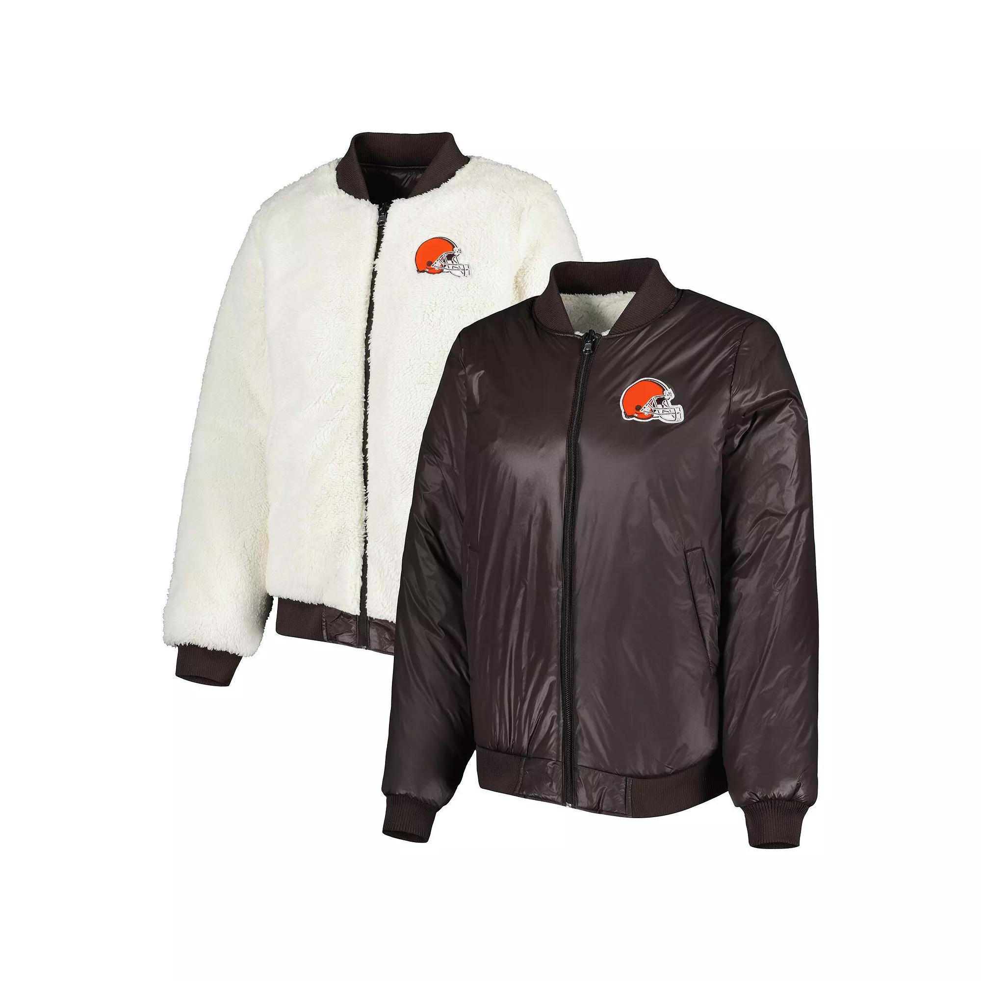 Women's G-III 4Her by Carl Banks Oatmeal/Brown Cleveland Browns Switchback Reversible Full-Zip Jacket, Size: XL, Team Product Image