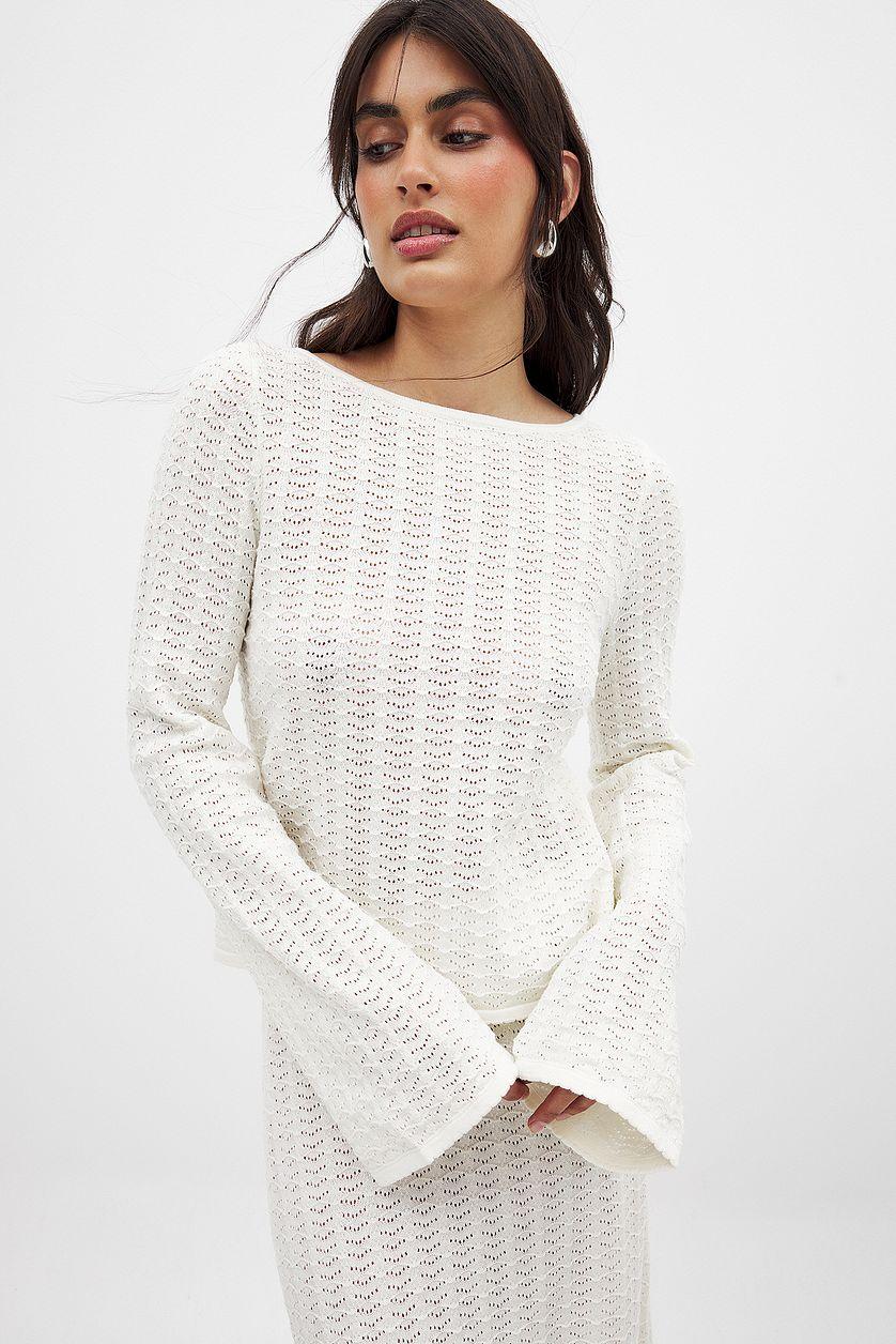 Knitted Crochet Back Detail Top Product Image